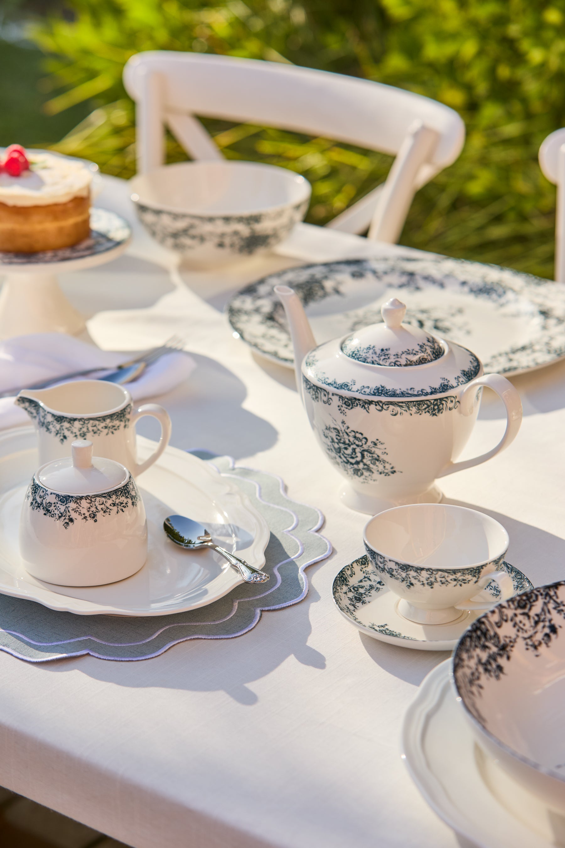 Casa Domani Rosetta Demi Cup & Saucer Set of 2 Antique Blue Gift Boxed - 90ml