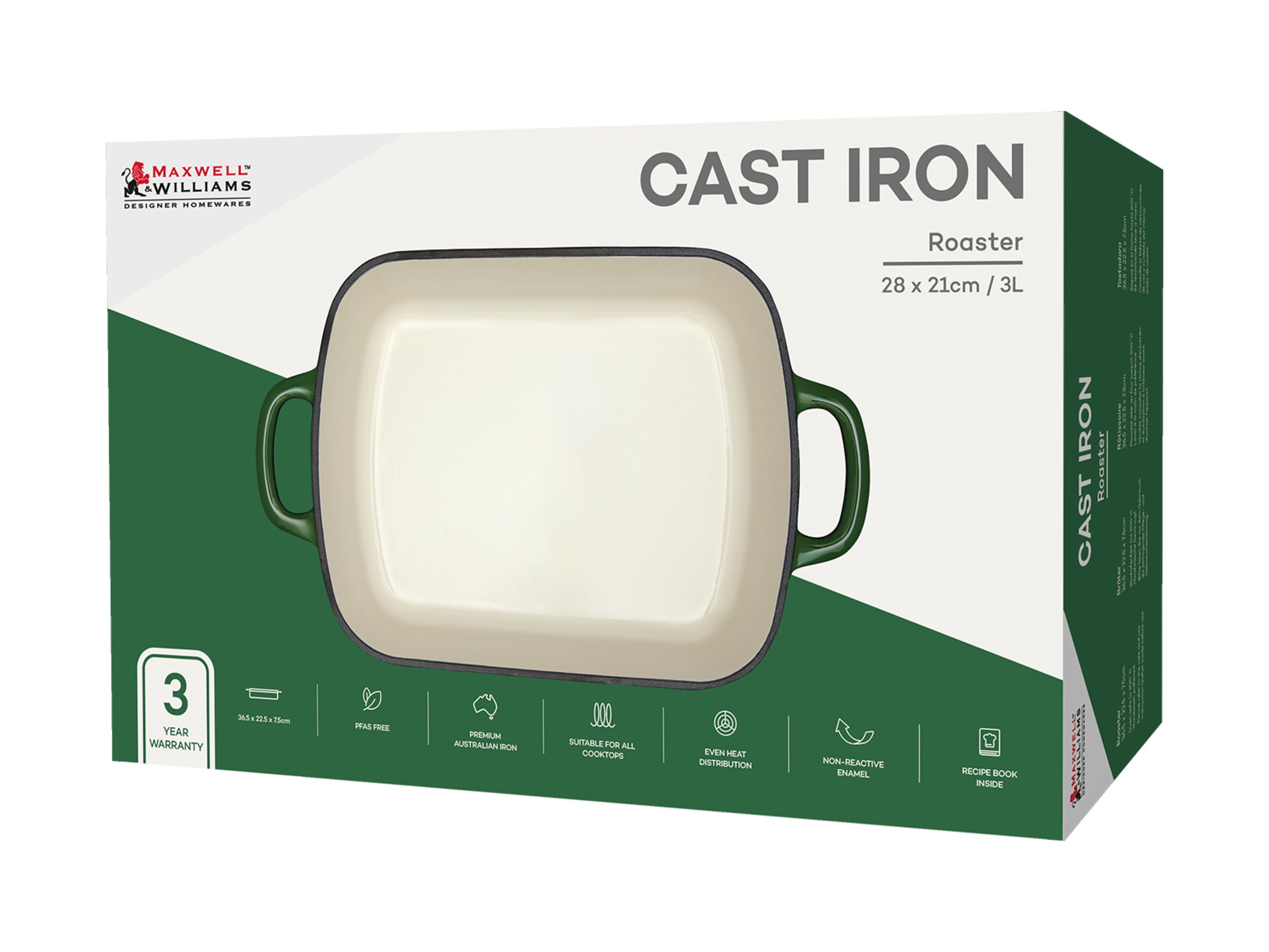 Maxwell & Williams Cast Iron Roaster 28x21cm/3L - English Racing Green
