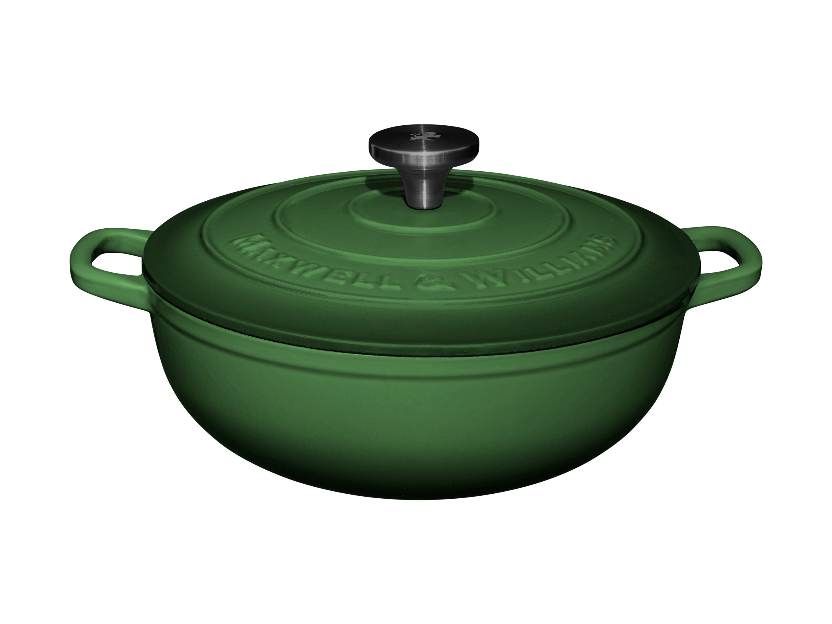 Maxwell & Williams Cast Iron Round Casserole 26cm/4L - English Racing Green