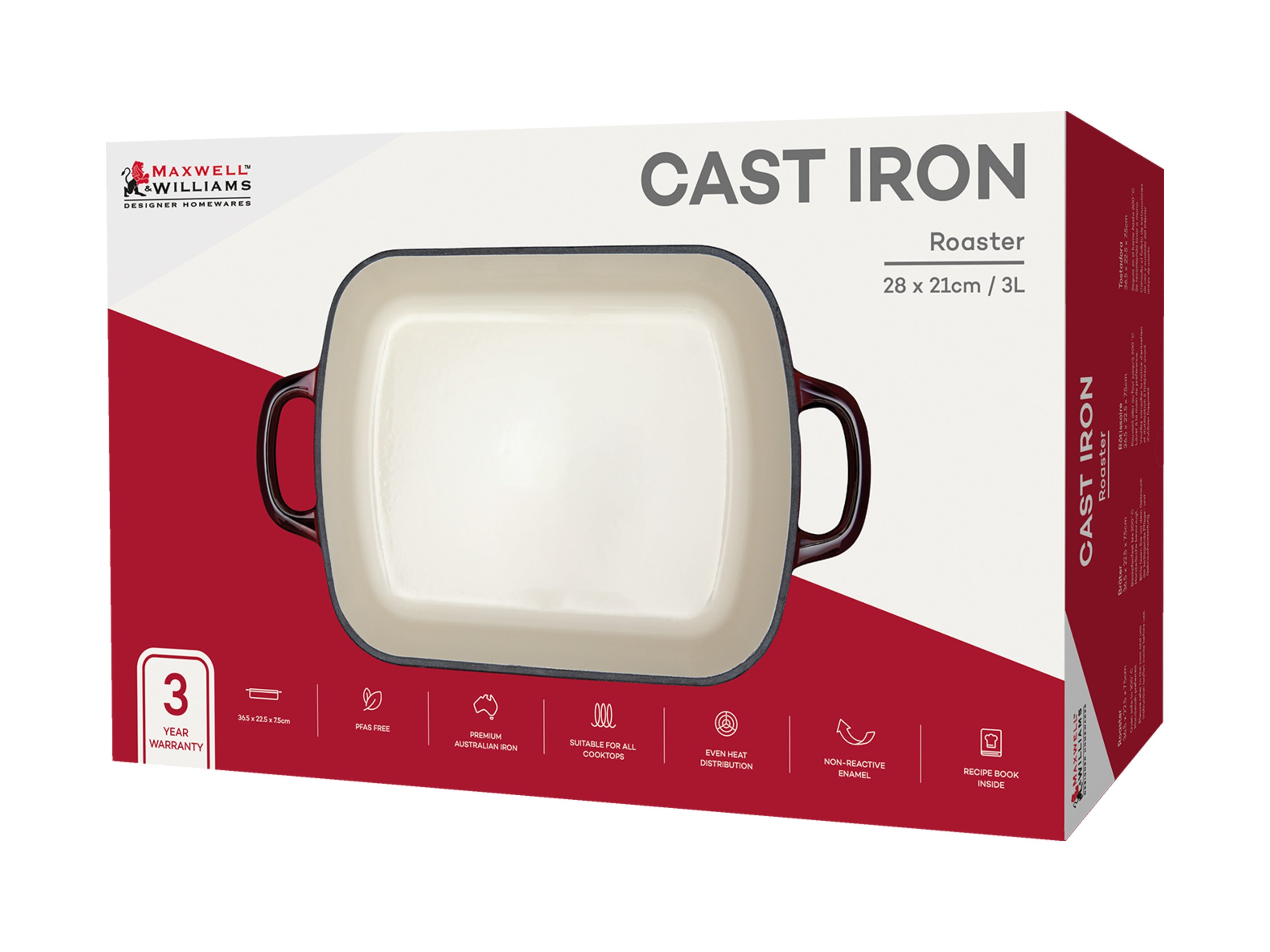 Maxwell & Williams Cast Iron Roaster 28x21cm/3L - Merlot