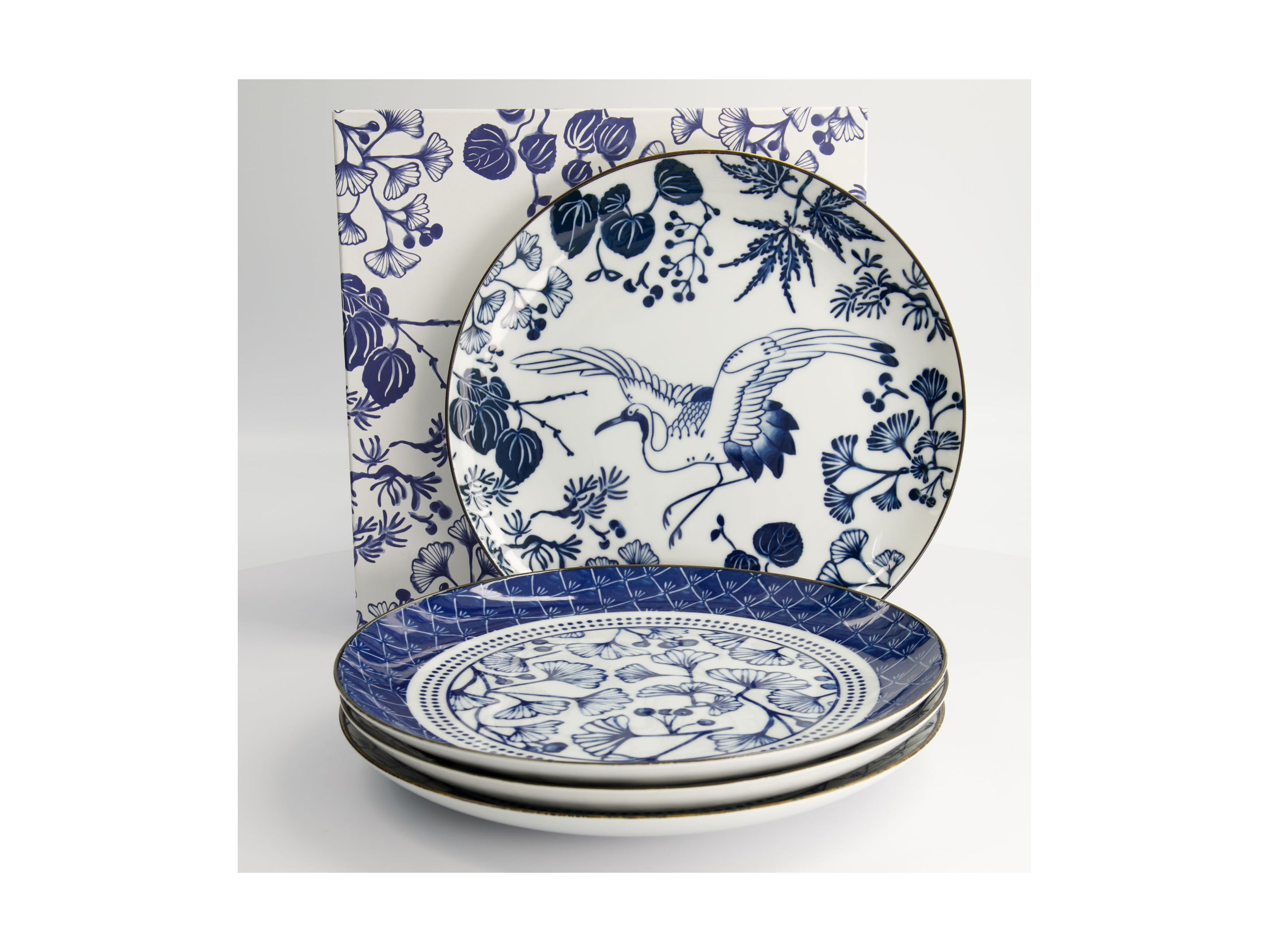Tokyo Design Studio Flora Japonica Plate 4pc Giftset - 25cm Mixed - Gift Boxed - Made In Japan