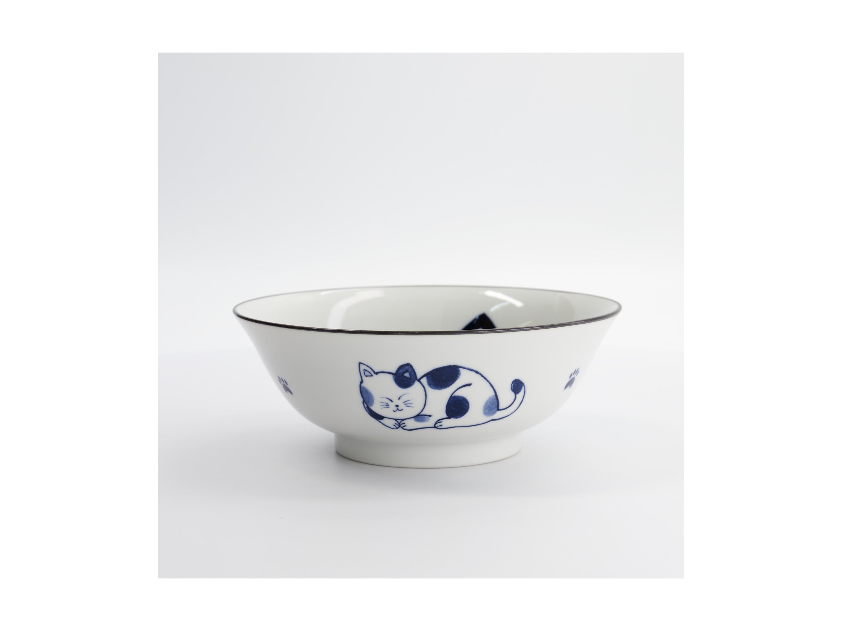 Tokyo Design Kawaii Cat Neko Ramen Bowl 20x7.5cm - Blue Cat