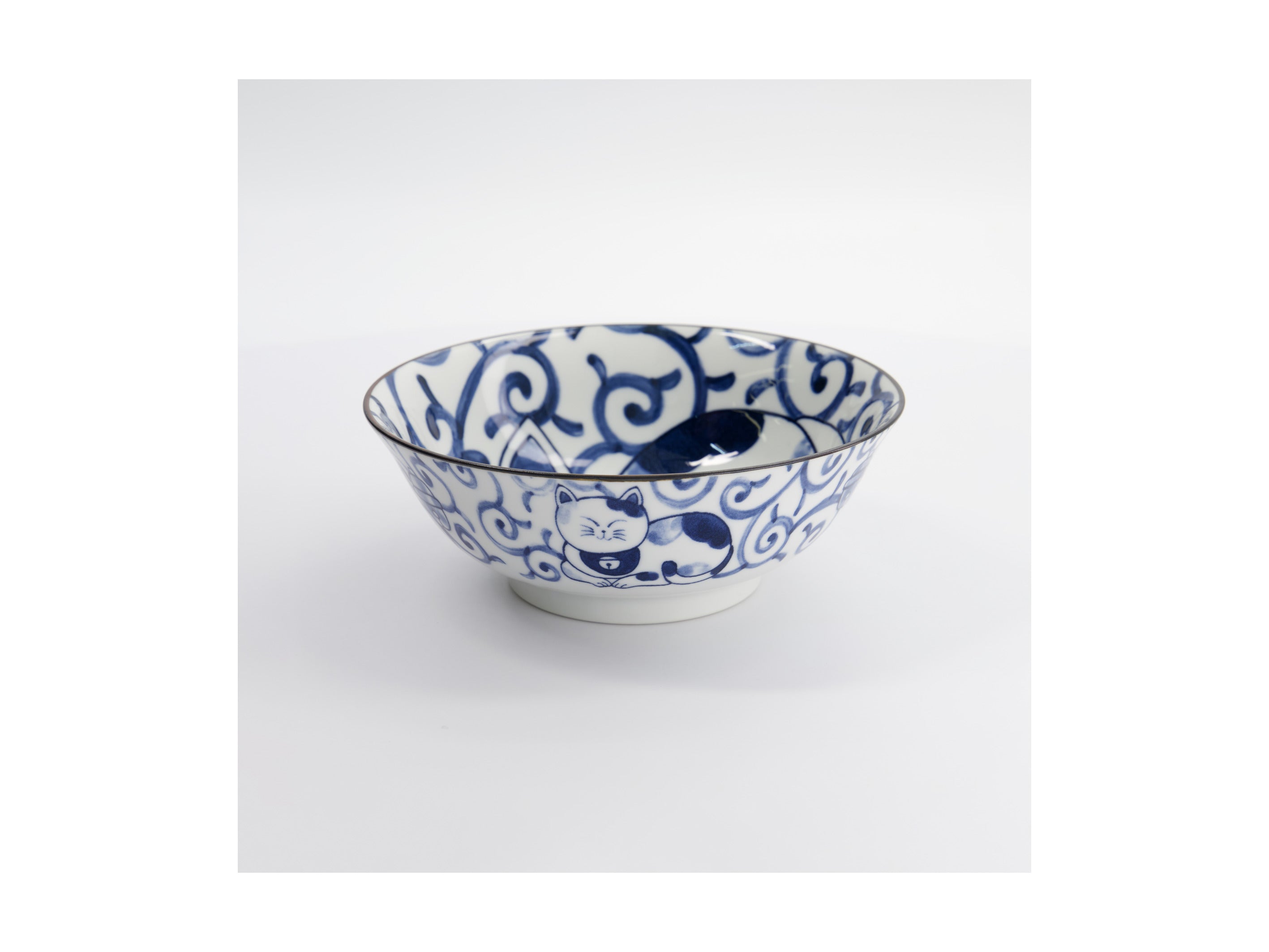 Tokyo Design Kawaii Cat Neko Ramen Bowl 20x7.5cm - Swirl Cat