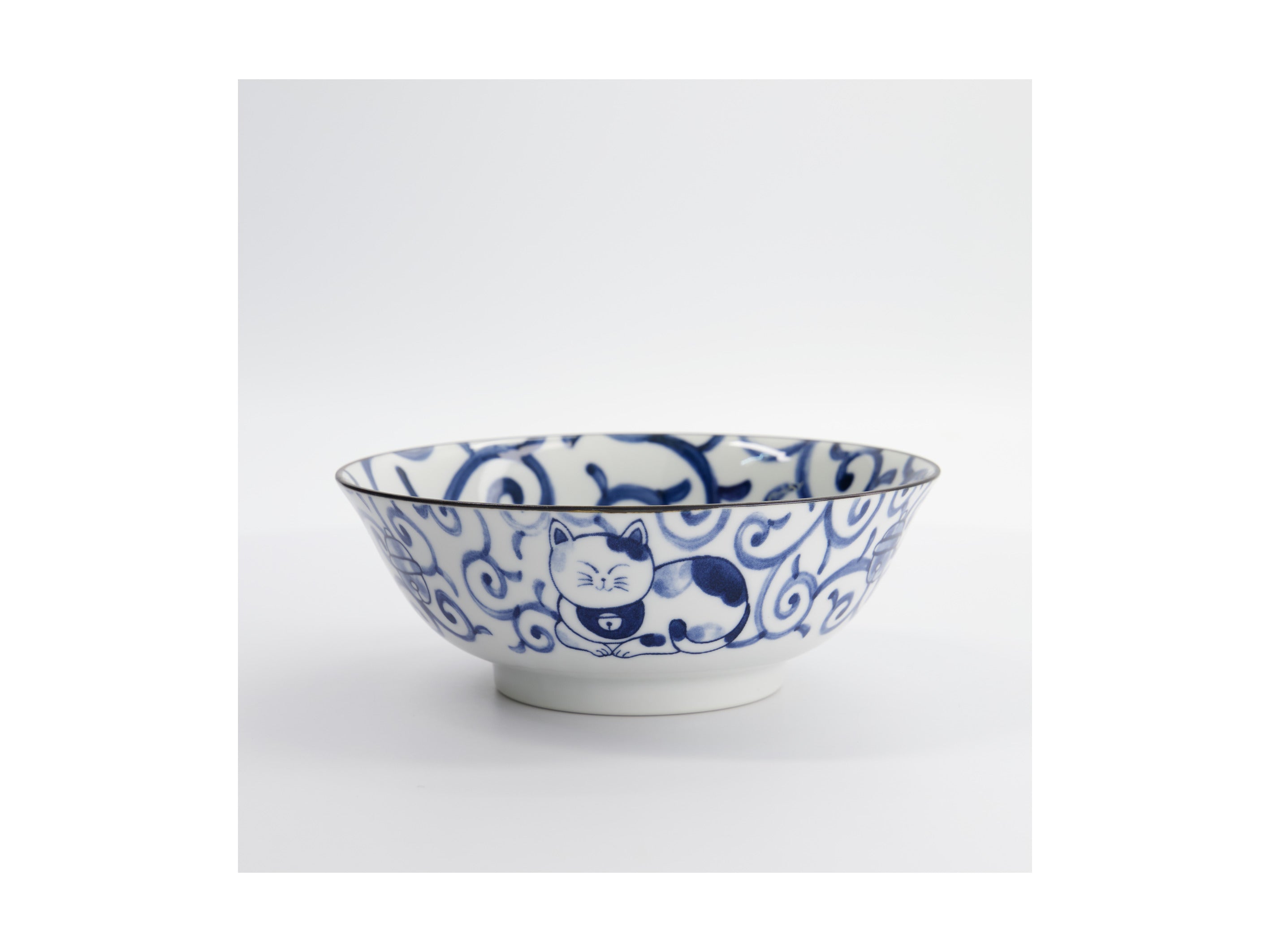 Tokyo Design Kawaii Cat Neko Ramen Bowl 20x7.5cm - Swirl Cat
