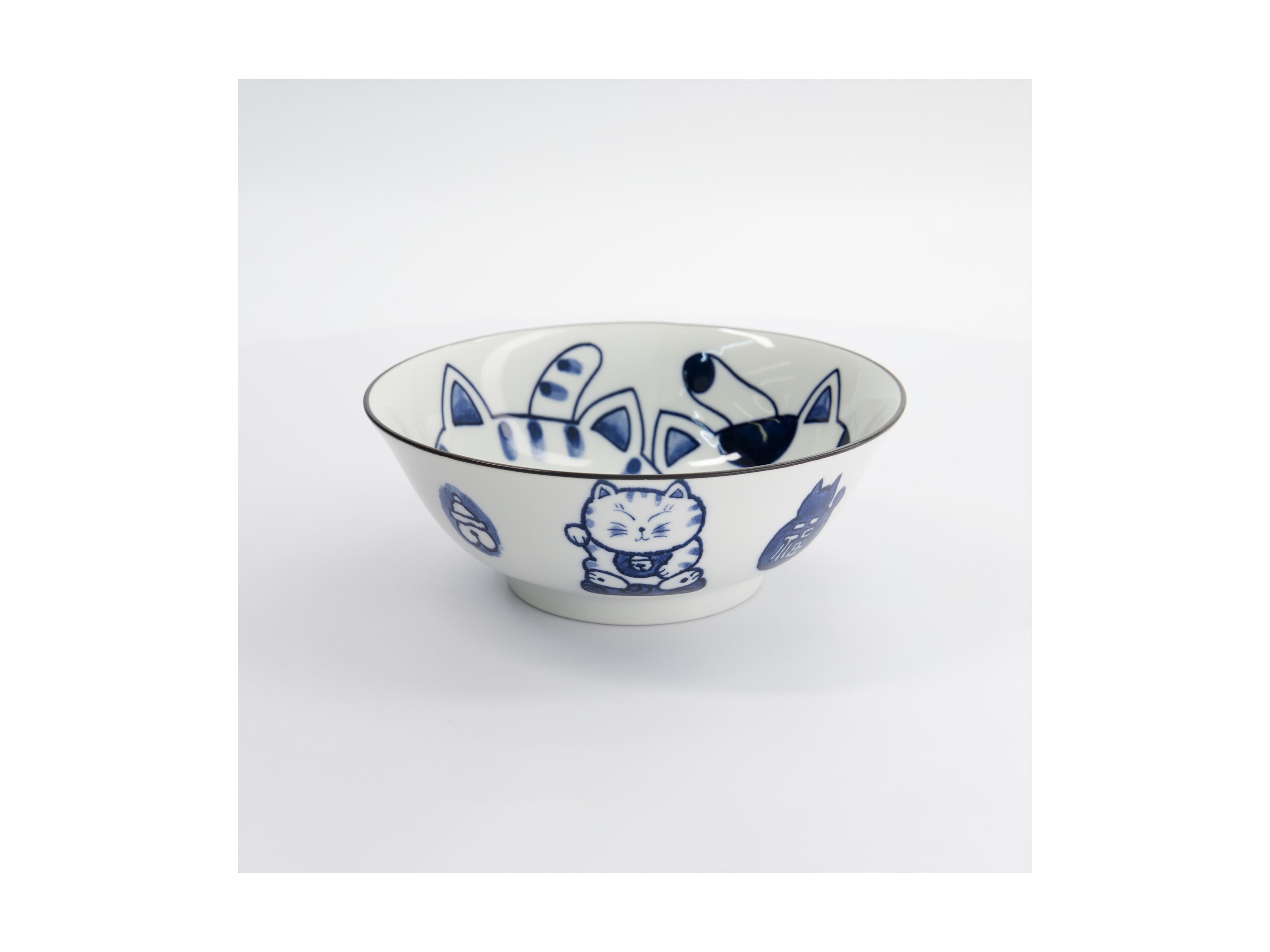 Tokyo Design Kawaii Cat Neko Ramen Bowl 20x7.5cm - Twin Cat