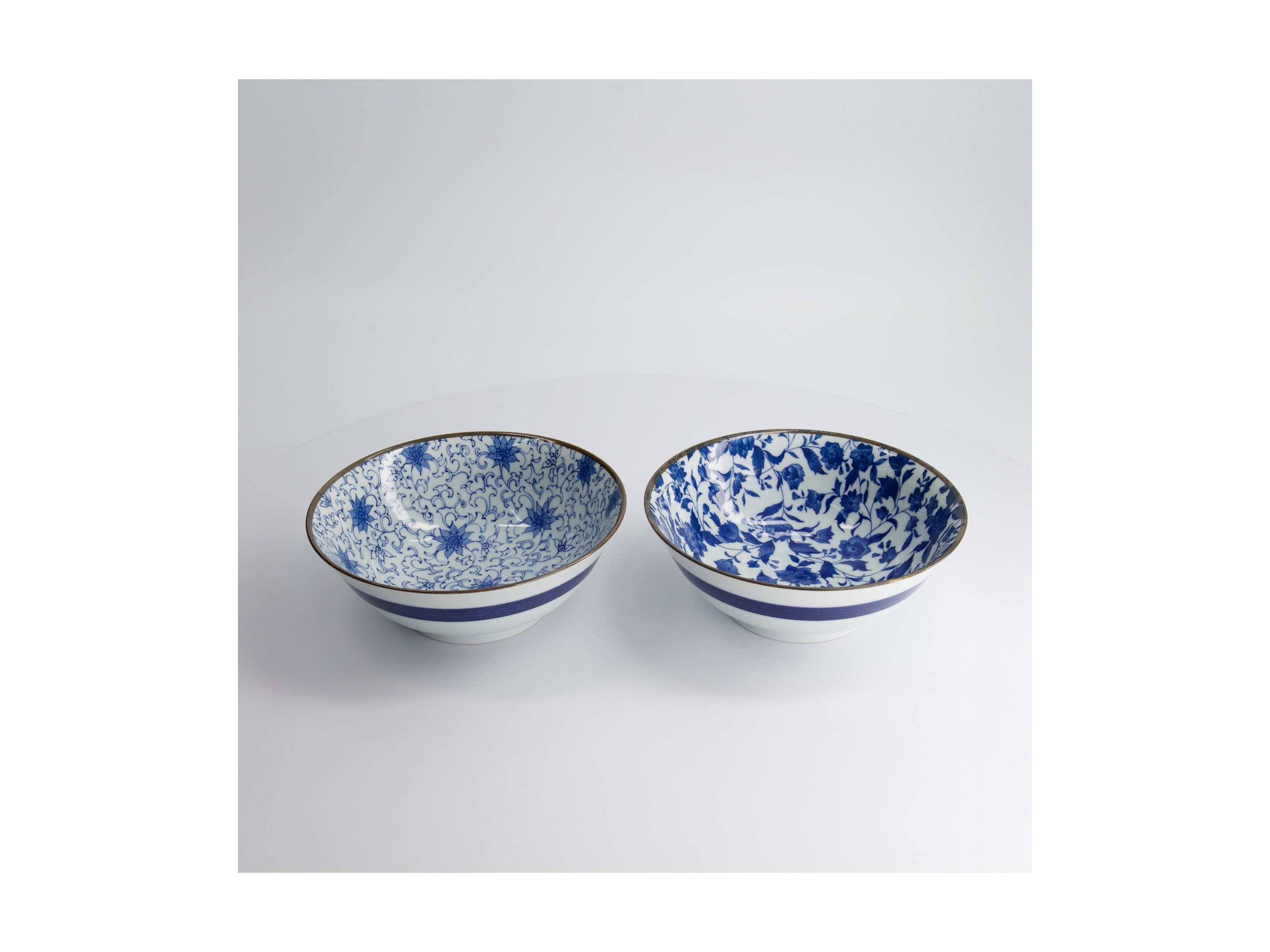 Tokyo Design Studio Haru Blue Mixed Bowl Flower 2pc Giftset - 19x7.5cm - Gift Boxed - Made In Japan