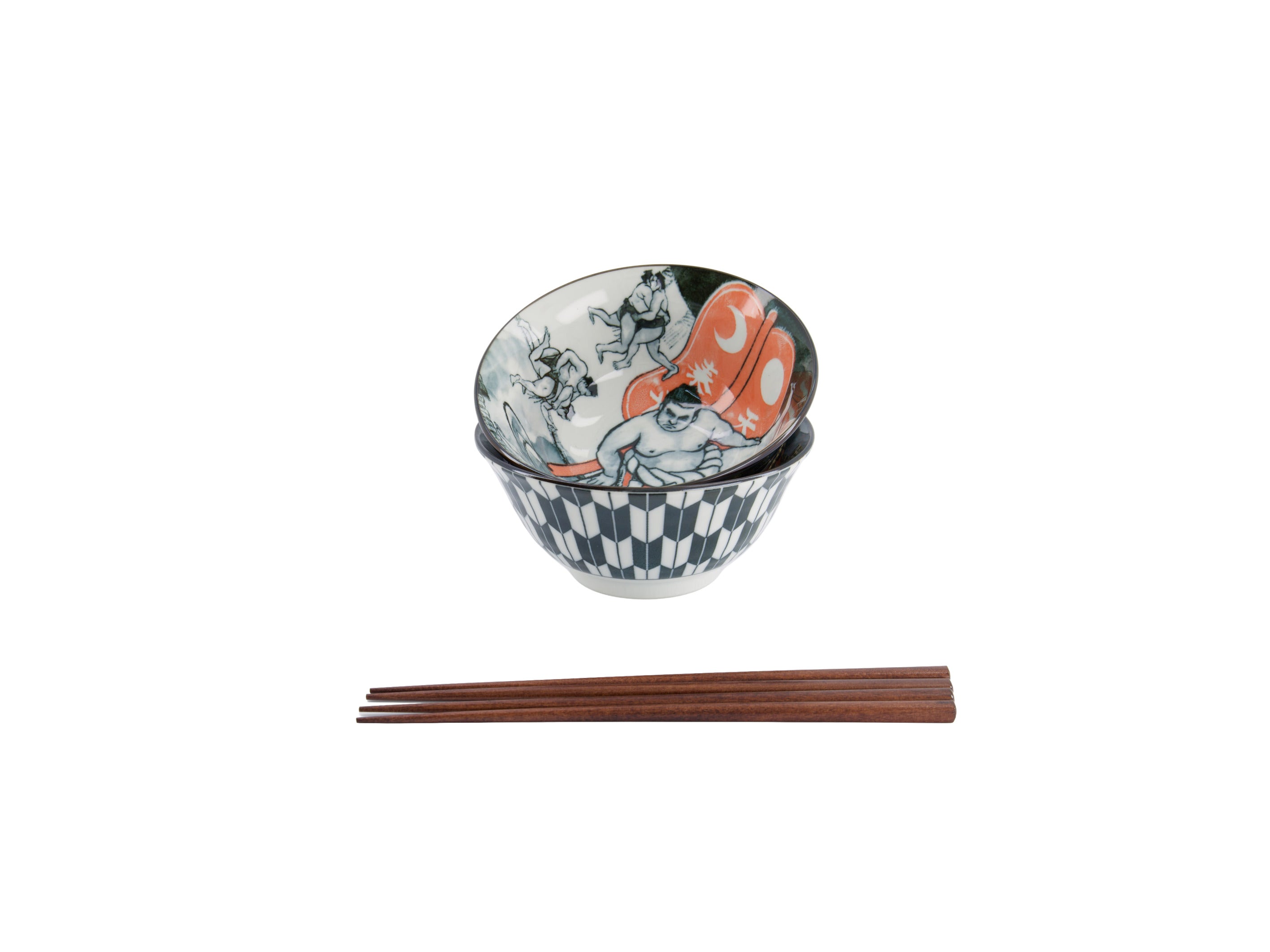 Tokyo Design Asakusa Tayo Bowl 2pc With Chopsticks Kabuki - Gift Boxed