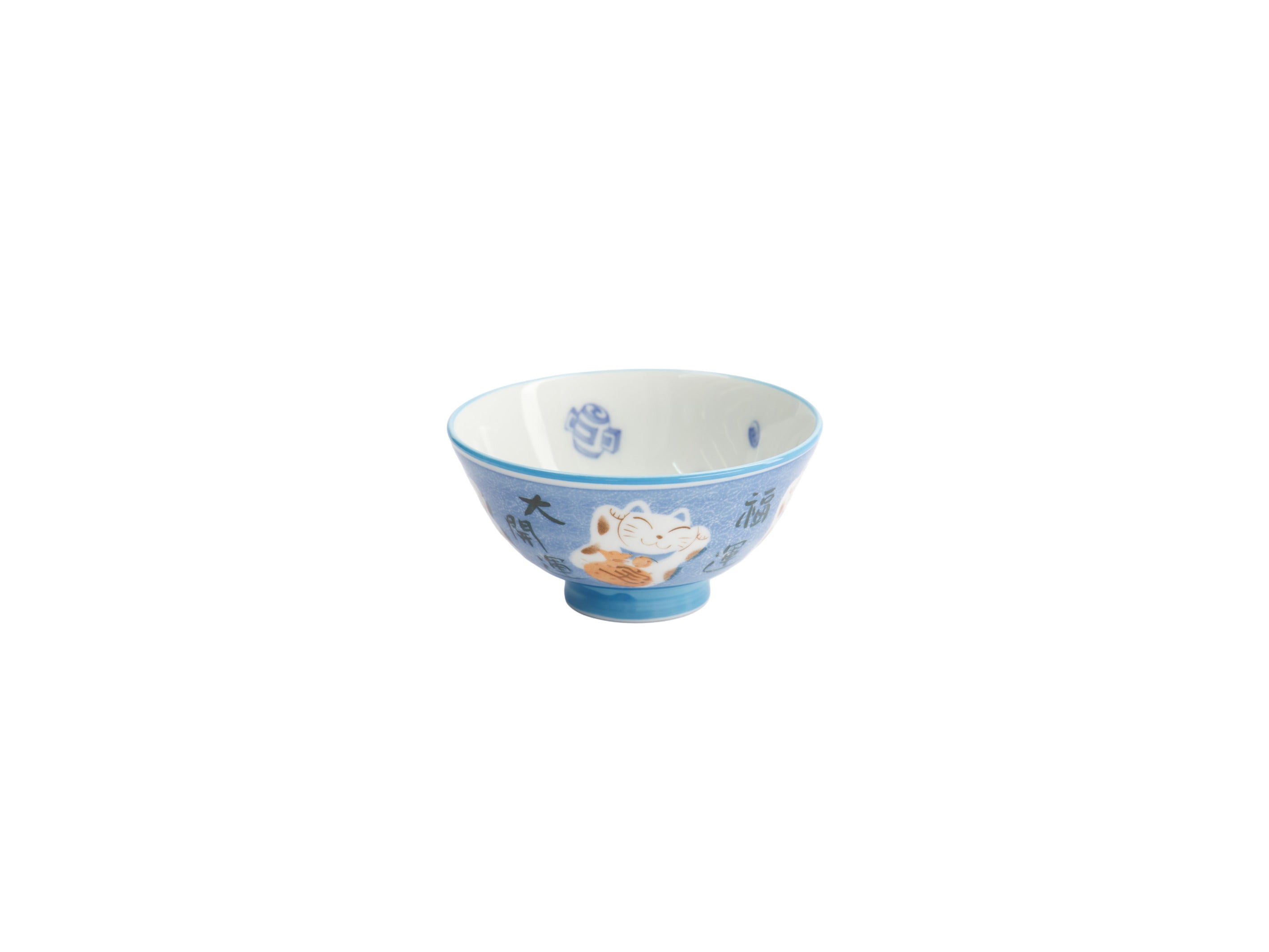Tokyo Design Kawaii Rice Bowl 11.5x6cm Cat Neko - Fortune Blue