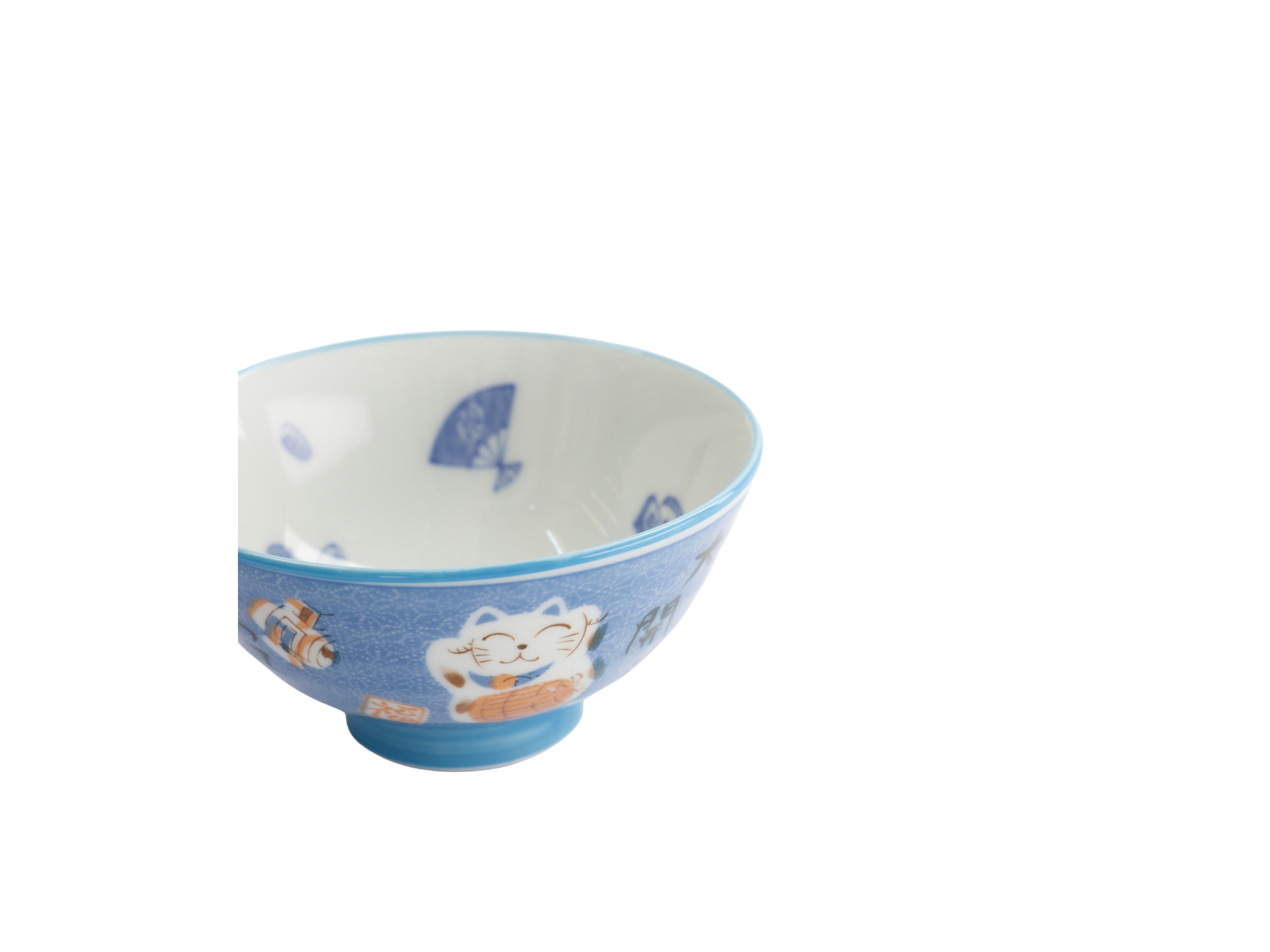 Tokyo Design Kawaii Rice Bowl 11.5x6cm Cat Neko - Fortune Blue