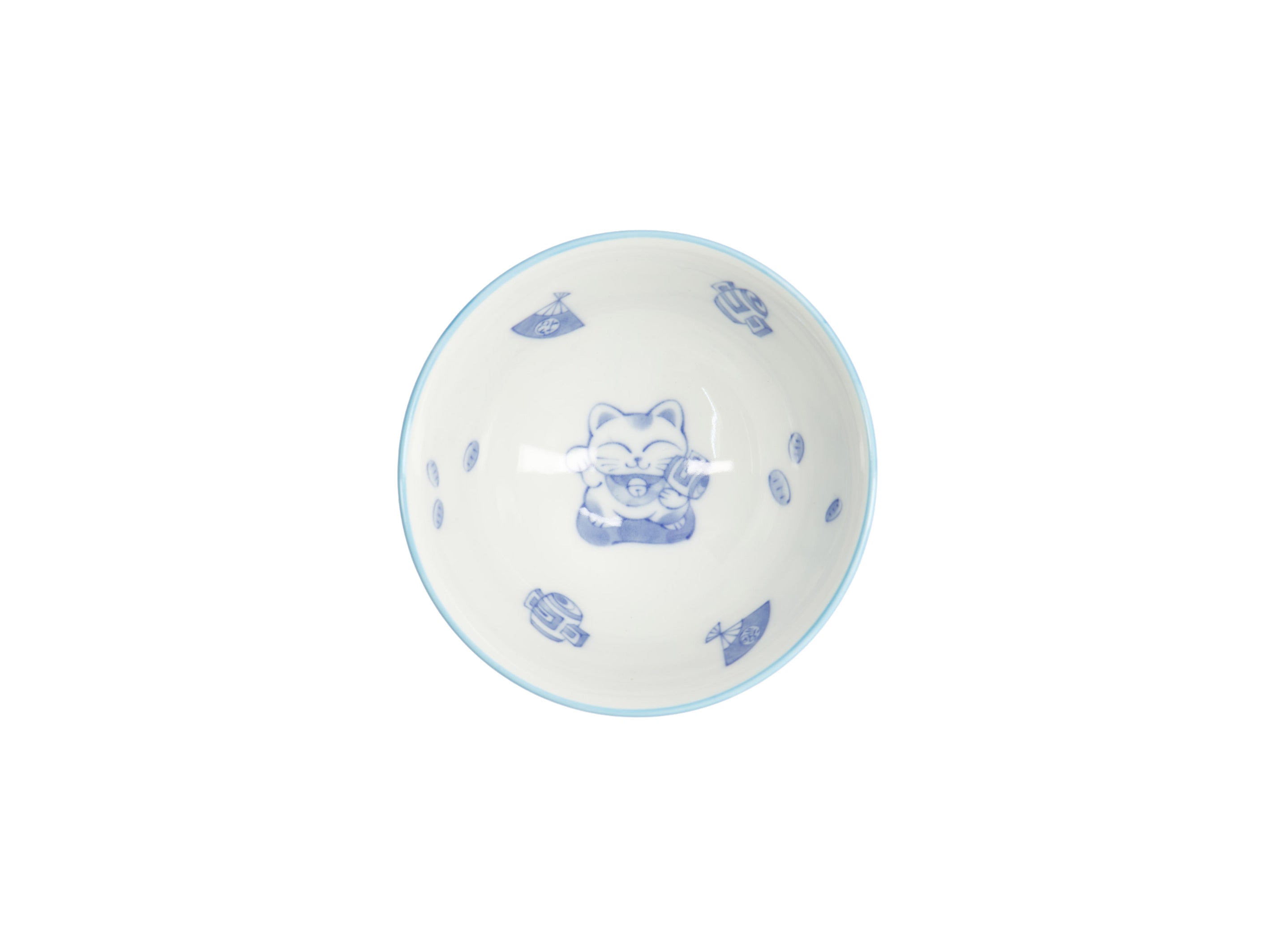 Tokyo Design Kawaii Rice Bowl 11.5x6cm Cat Neko - Fortune Blue