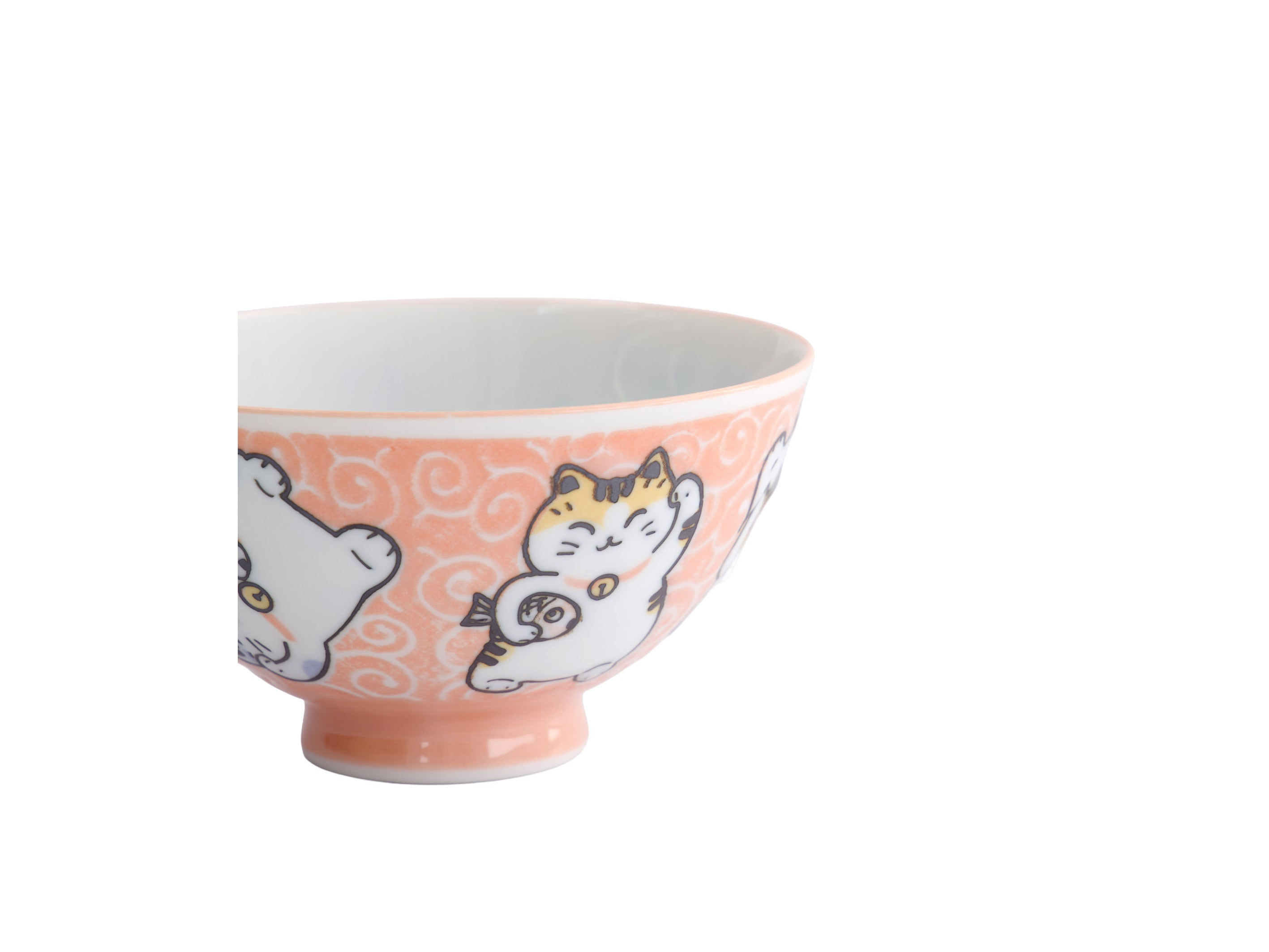 Tokyo Design Kawaii Rice Bowl 11.5x6cm Cat Neko - Fish Pink
