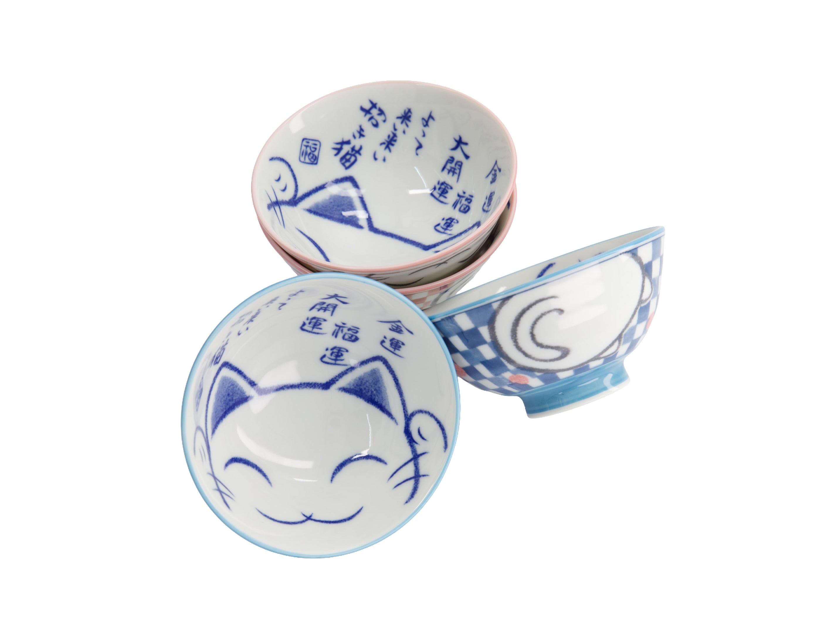 Tokyo Design Kawaii Neko Cat Set of 4 Bowls 11x6cm Gift Boxed - White