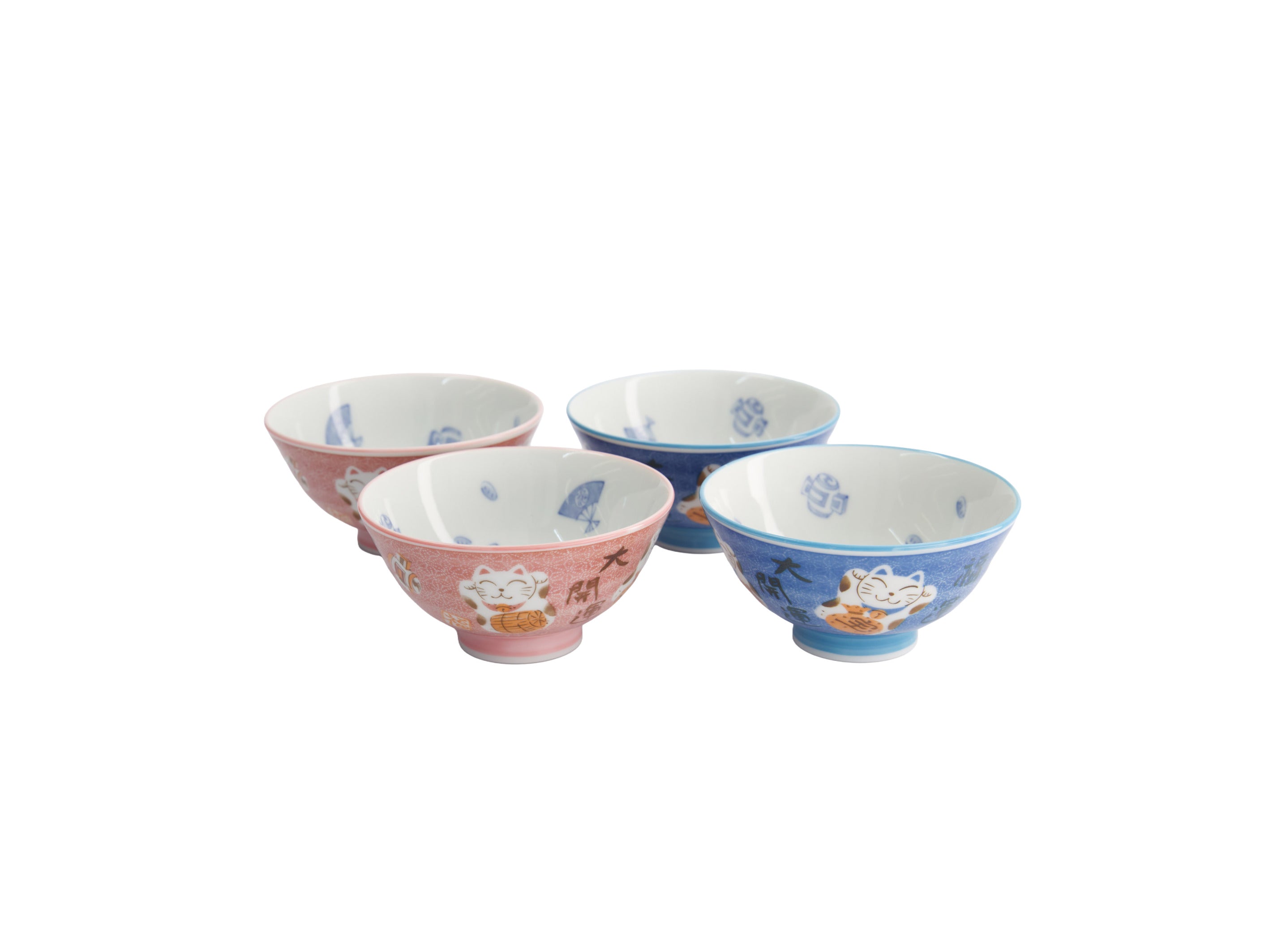 Tokyo Design Kawaii Neko Cat Set of 4 Bowls 11x6cm Gift Boxed - Assorted