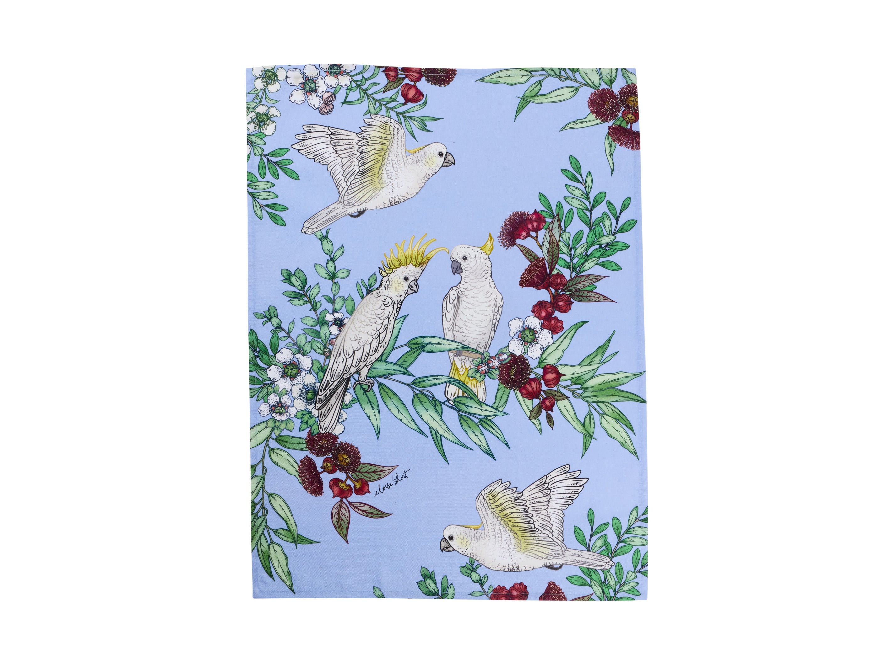 Maxwell & Williams Eloise Short Native Grace Yellow Crested Cockatoo Tea Towel 50x70cm