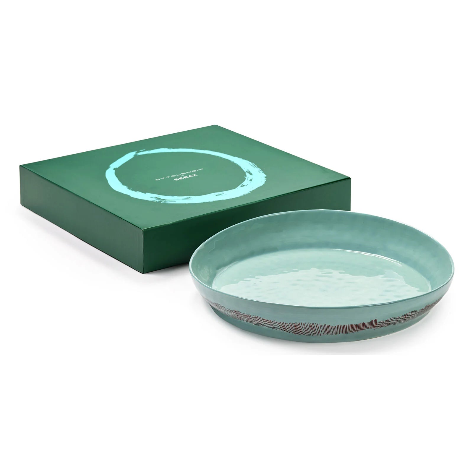 Ottolenghi Serving Bowl - Azure With Red Stripes - FEAST (1)
