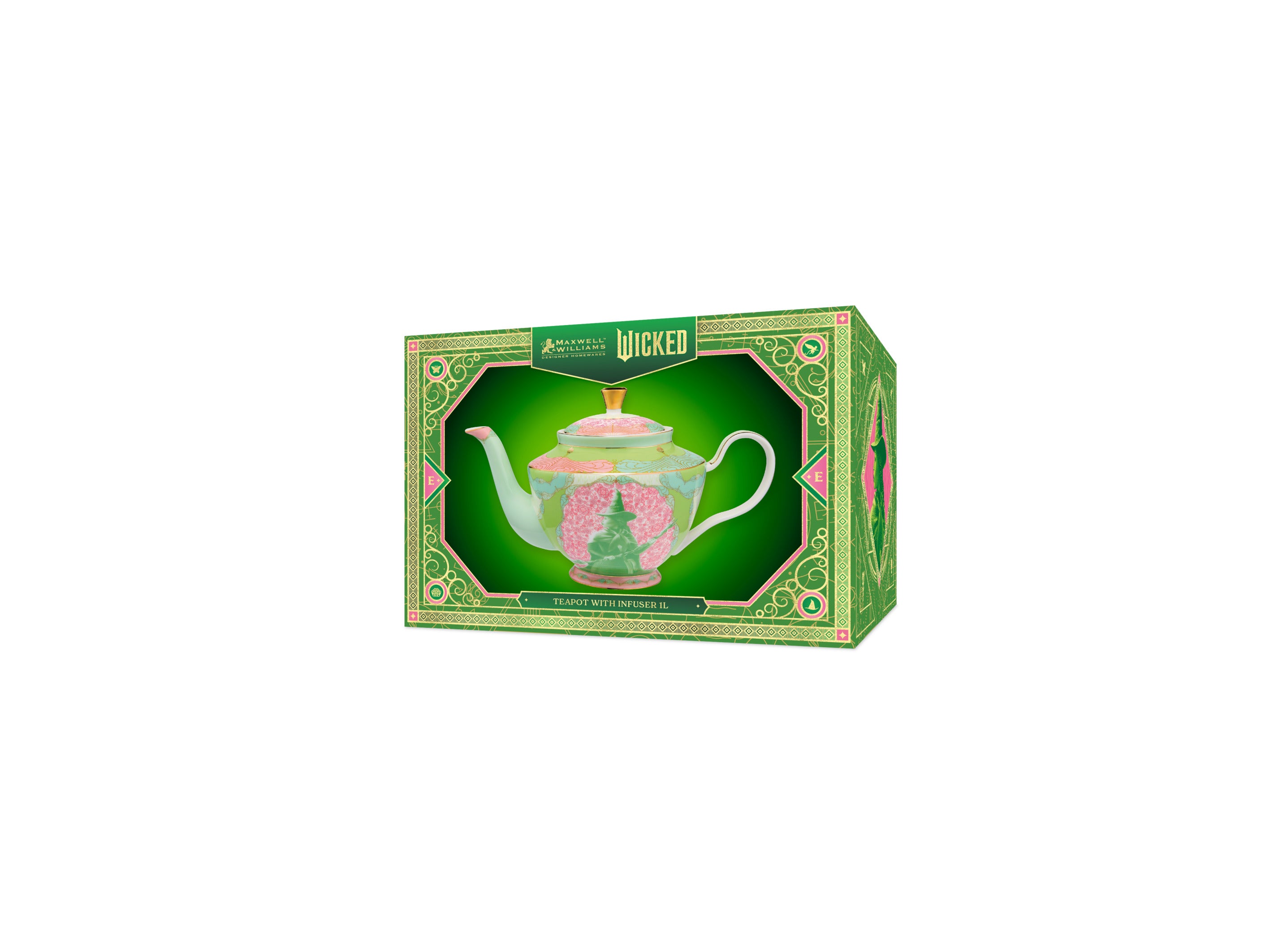 Maxwell & Williams Wicked Pink Goes Good With Green Teapot With Infuser 1L - Elphaba