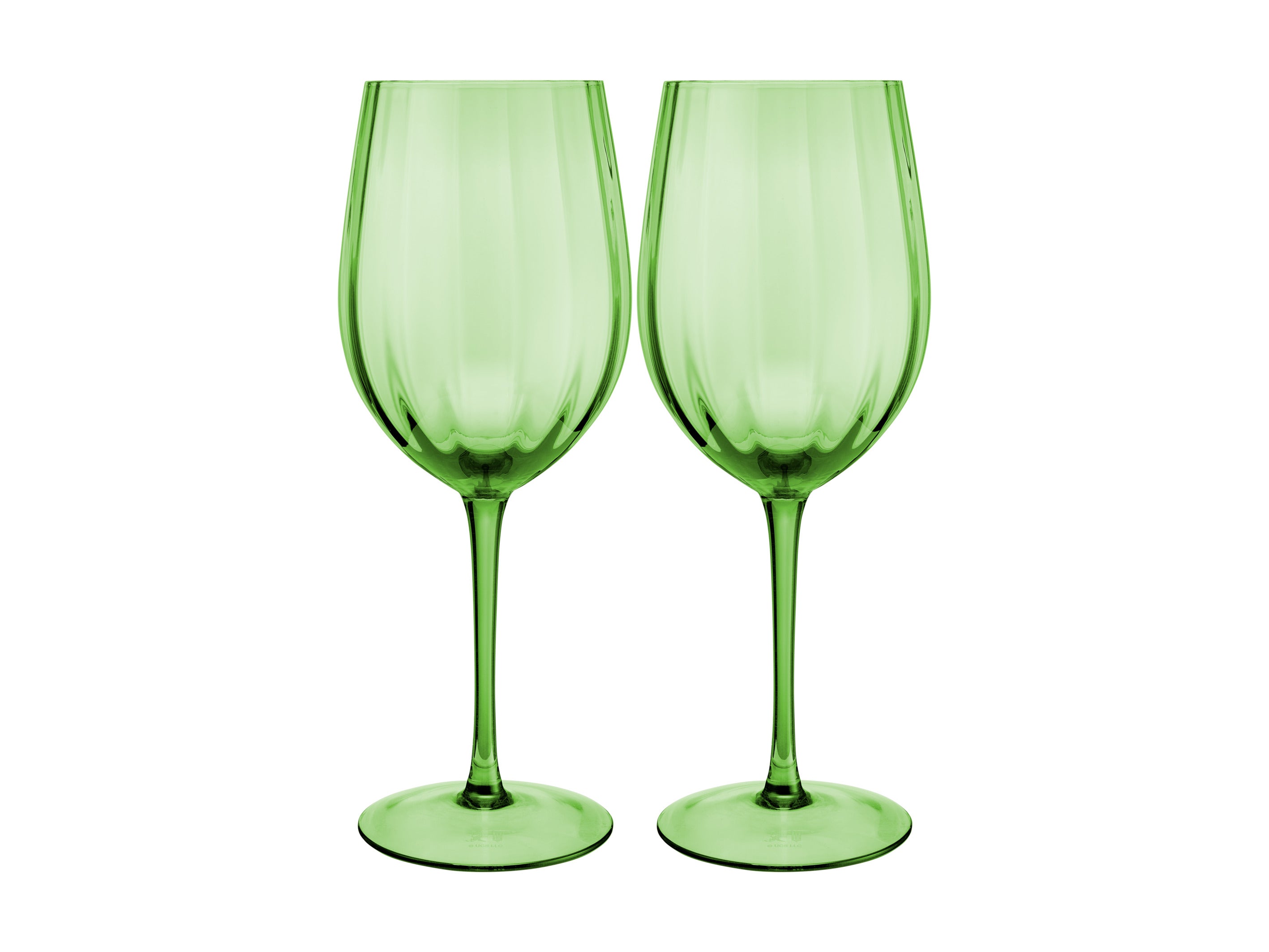 Maxwell & Williams Wicked Pink Goes Good With Green Ribbed Wine Glasses - Elphaba Set of 2