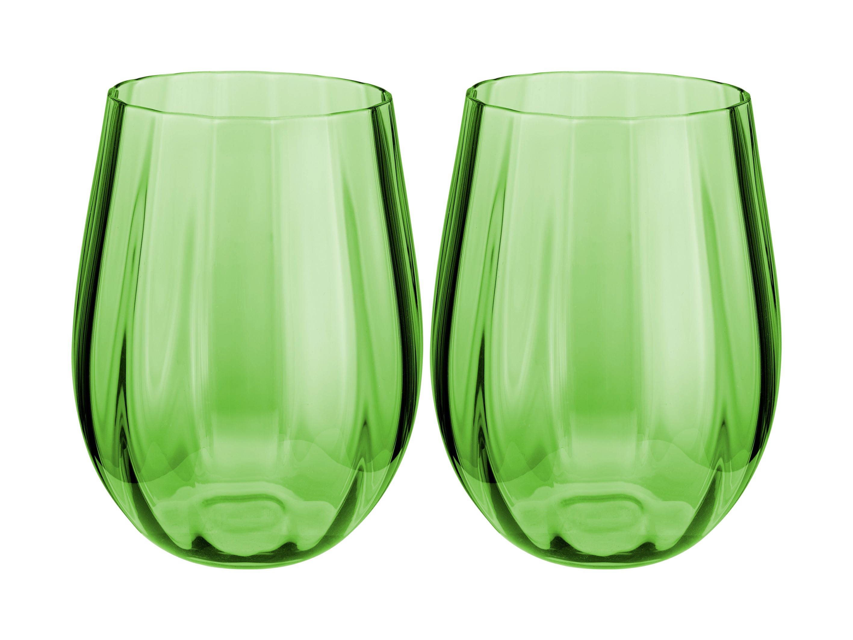 Maxwell & Williams Wicked Pink Goes Good With Green Ribbed Stemless Glasses - Elphaba Set of 2