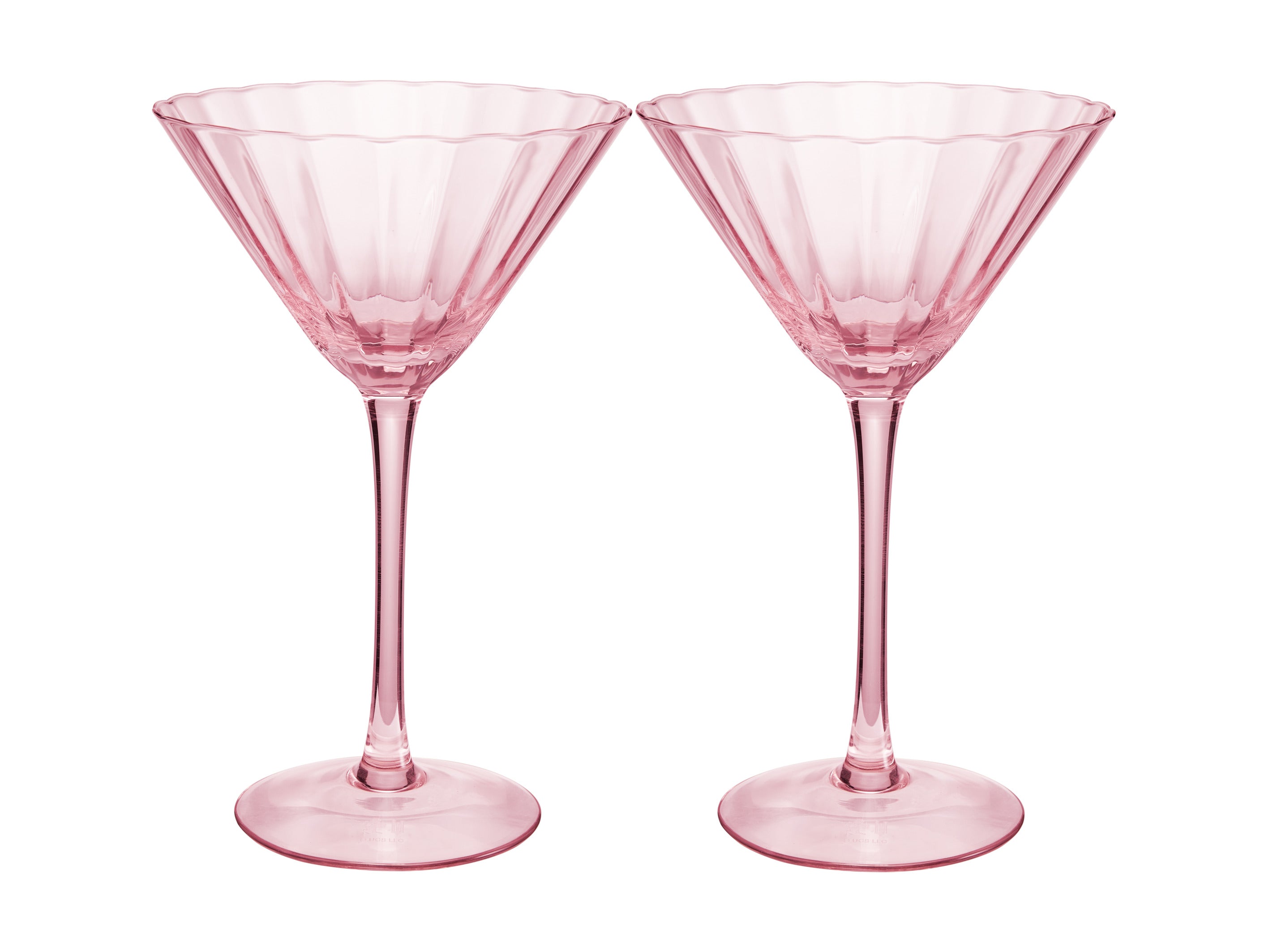 Maxwell & Williams Wicked Pink Goes Good With Green Ribbed Martini Glasses - Glinda Set of 2