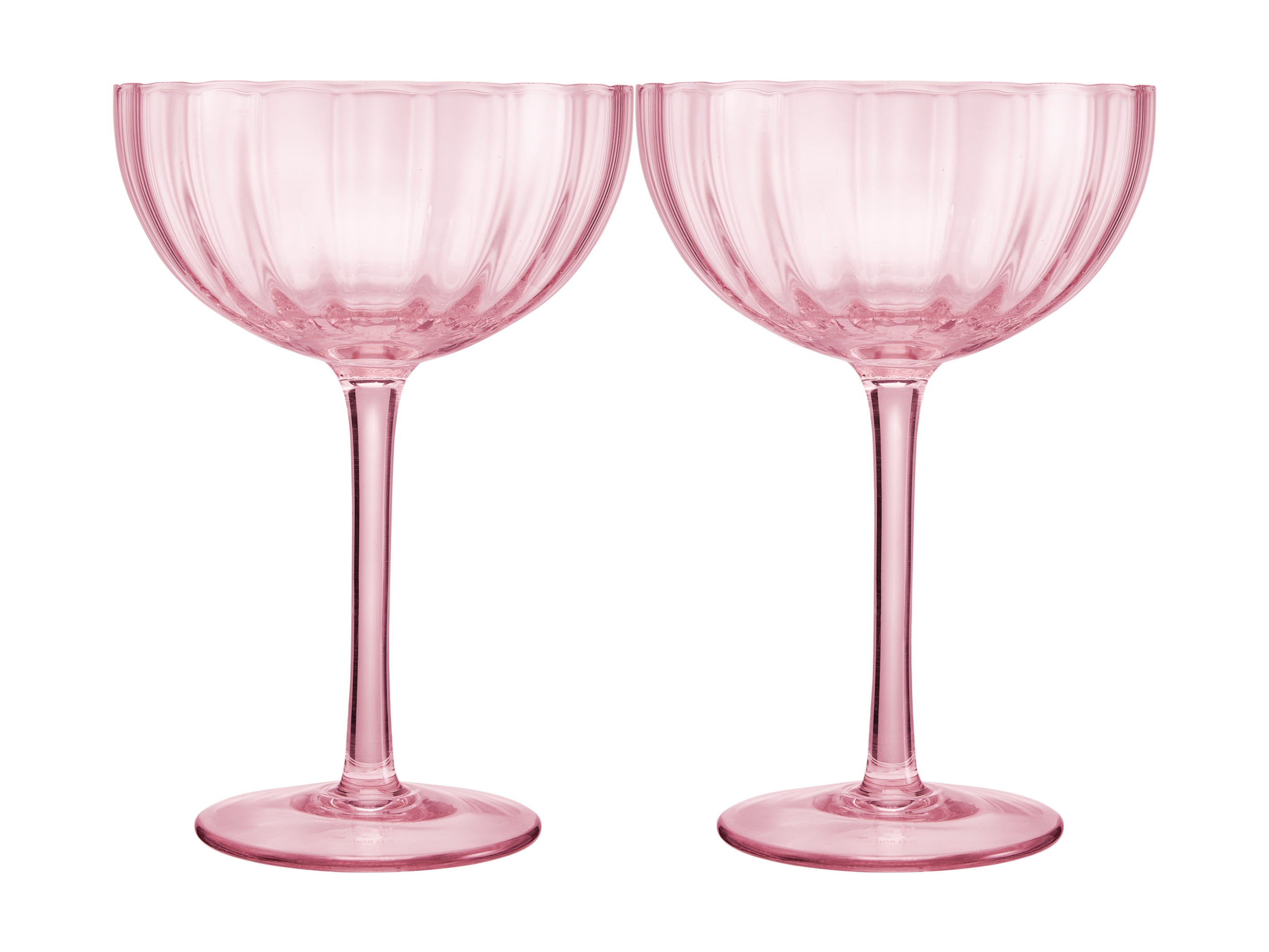 Maxwell & Williams Wicked Pink Goes Good With Green Ribbed Coupe Glasses - Glinda Set of 2