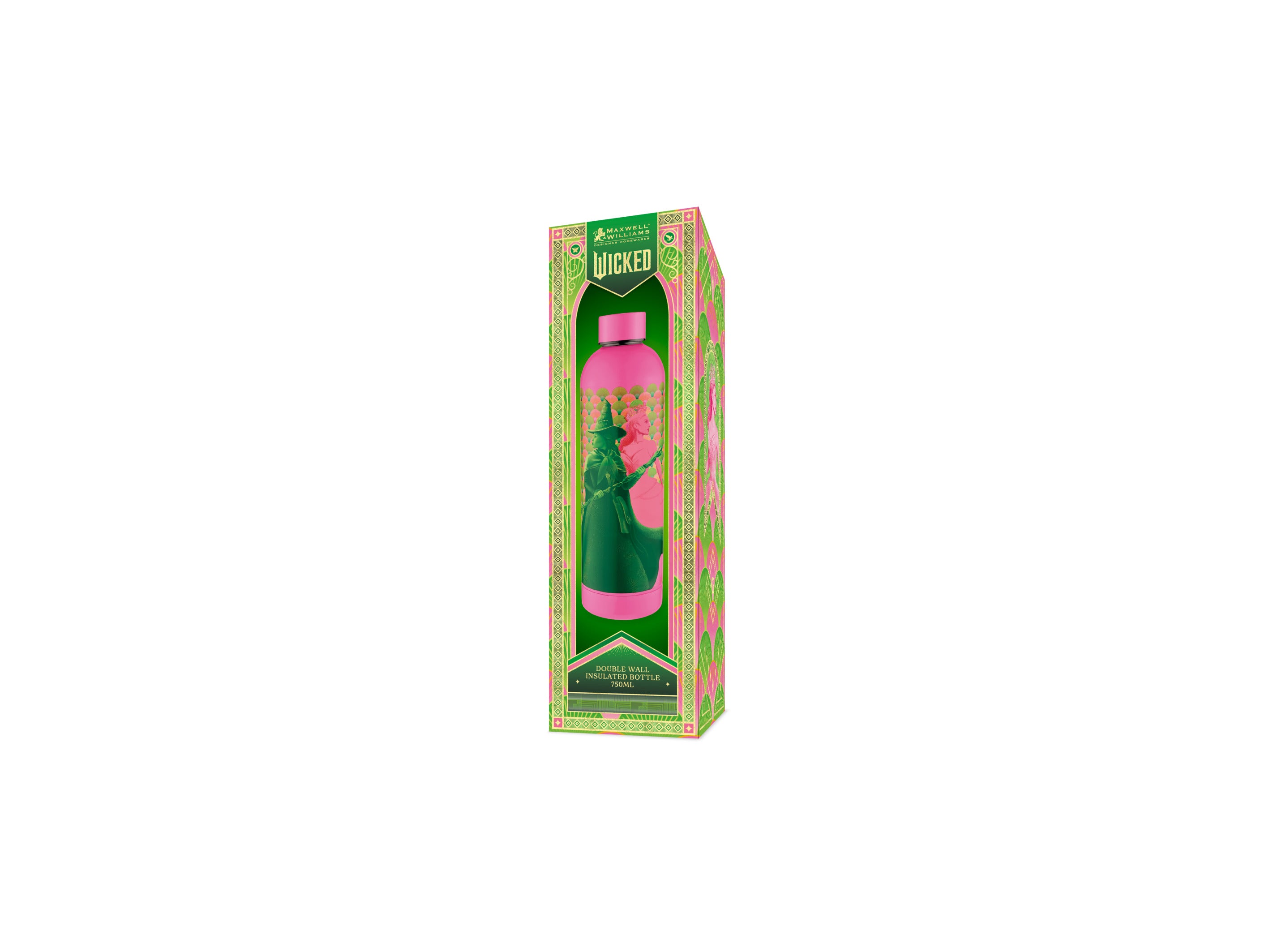 Maxwell & Williams Wicked Magical Double Wall Insulated Bottle 750ml - Pink & Green Forever