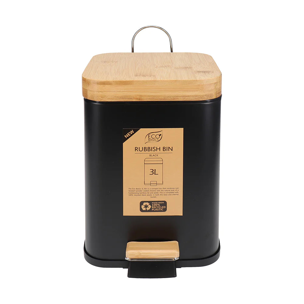 Eco Basics Rubbish Bin Square 6L - Black