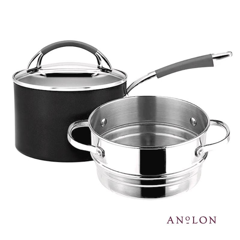 Anolon Endurance+ 18cm/2.8L Covered Saucepan & Bonus Steamer Set
