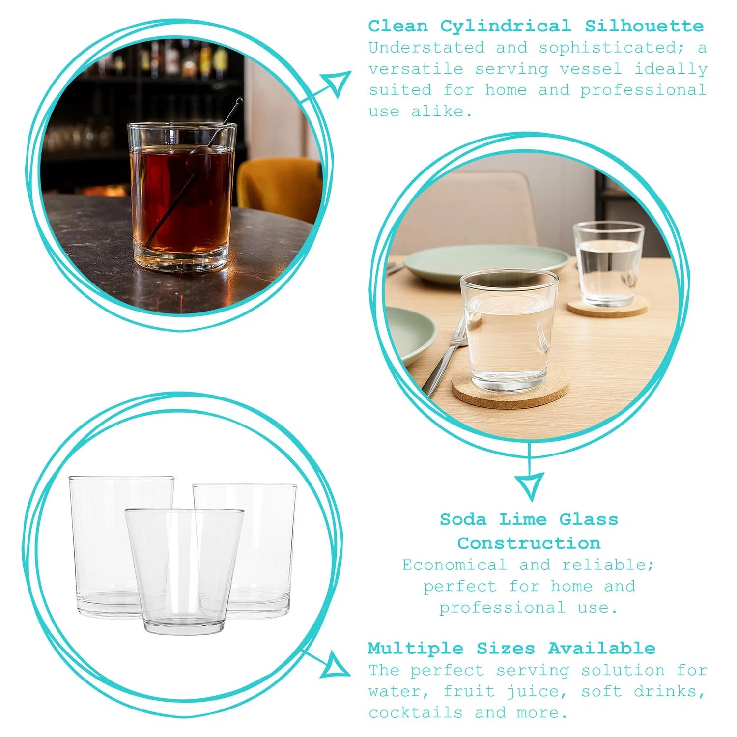 Water Glass Tumblers - Pack of 6