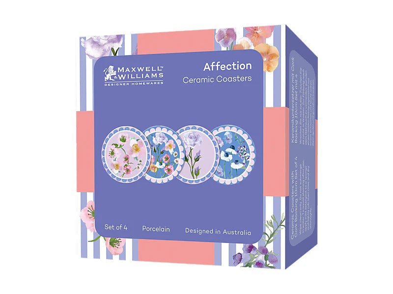 Maxwell & Williams Affection Ceramic Coaster Set of 4 Assorted 10cm - Blue