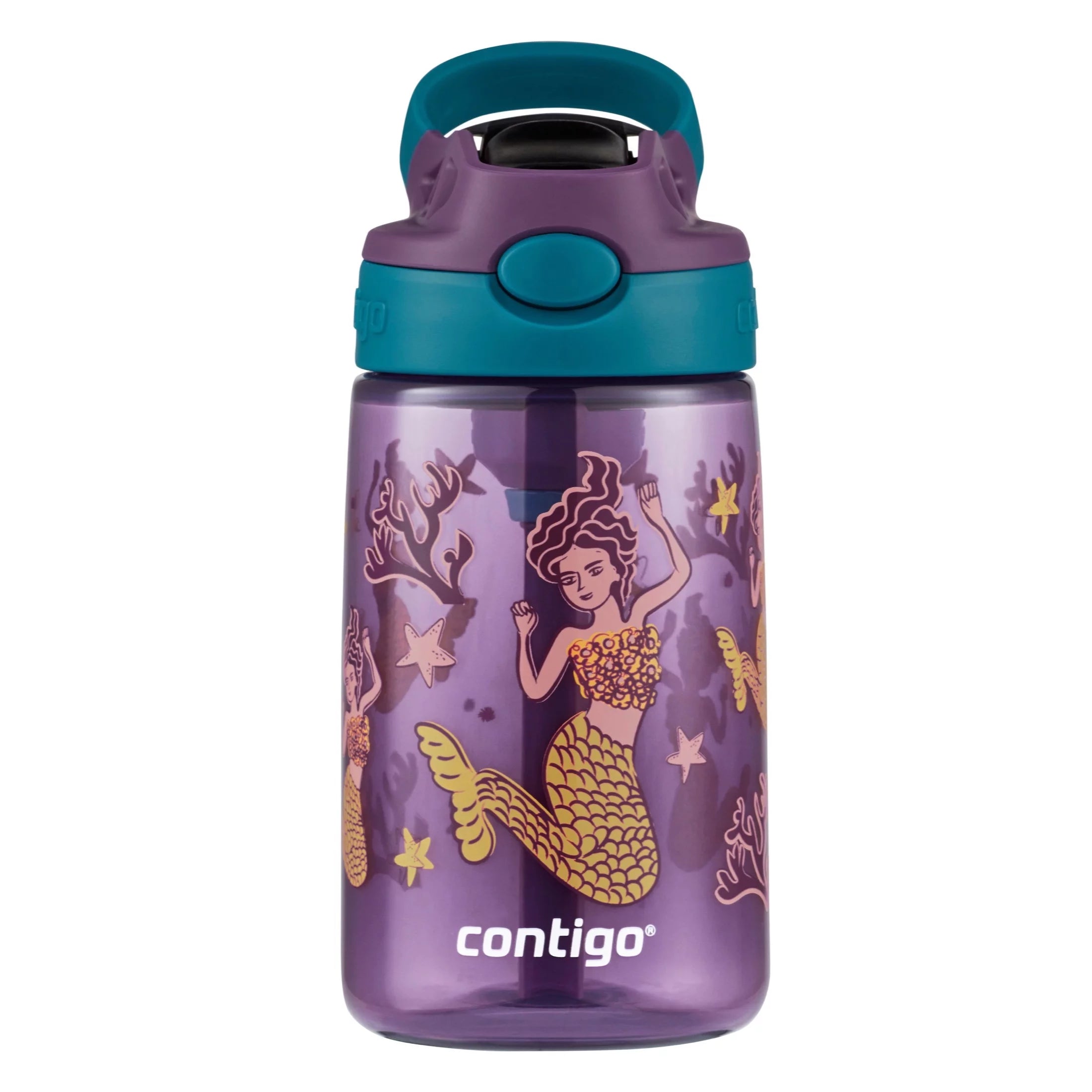 Contigo Kids Aubrey Autospout Drink Bottle - 414ml - Mermaids - Eggplant