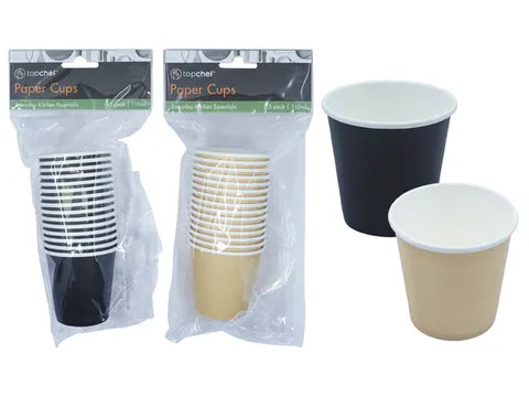 Top Chef Black Paper Cups - Pack of 15 - 20 X 6cm- 110ml/4oz