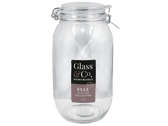 Elle Round Glass Clip Jar - 2.2L