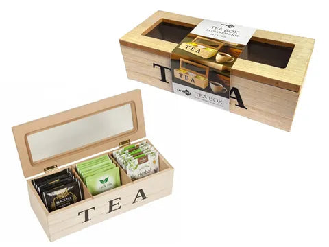 Tea Box 3 Compartments – Natural