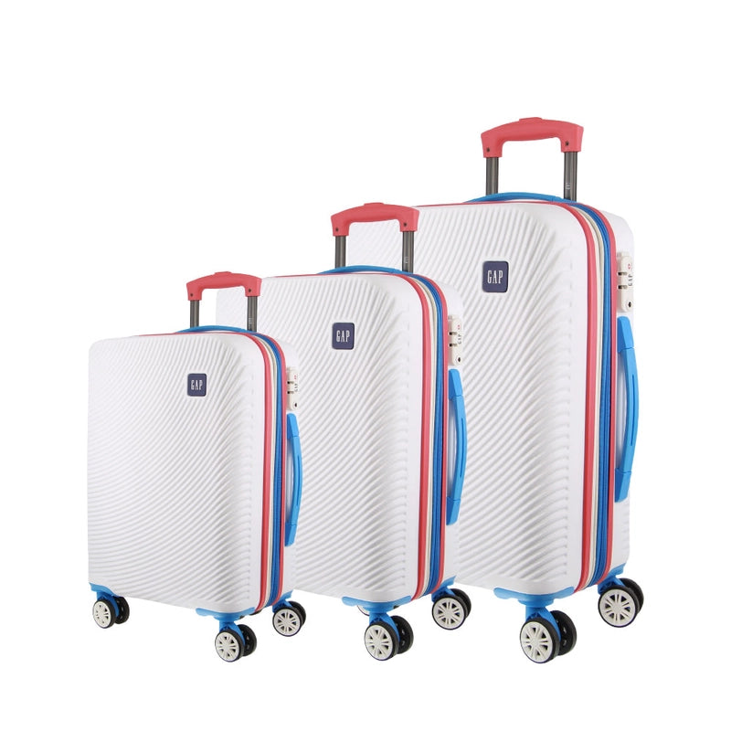 GAP 4 Wheel Hardcase Suitcases Set of 3 - White - Expandable