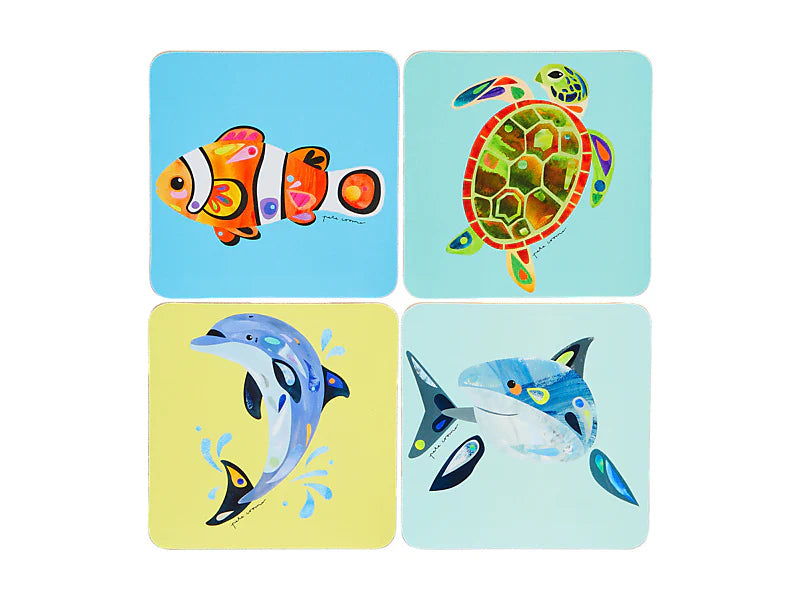 Maxwell & Williams Pete Cromer Cork Back Coaster Set of 4 Assorted 10.5cm - Ozzie Ocean