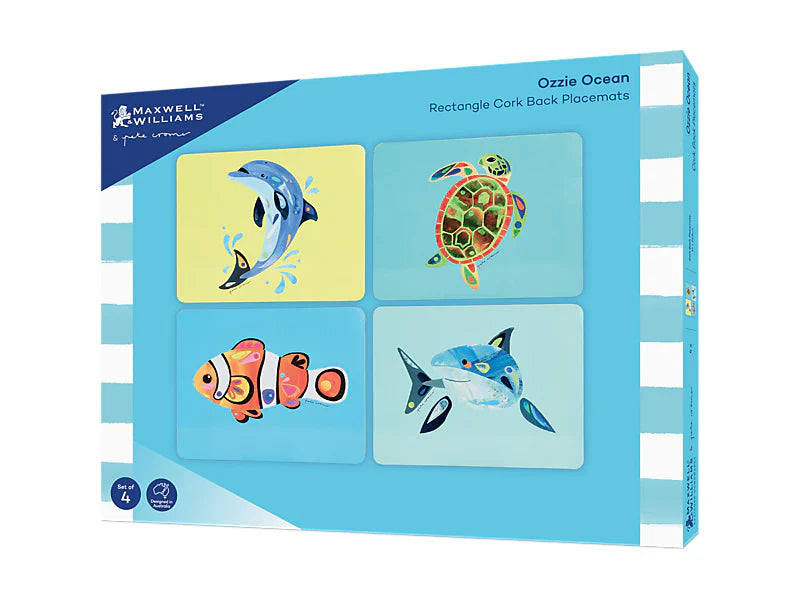 Maxwell & Williams Pete Cromer Cork Back Placemat Set of 4 Assorted Gift 34x26.5cm - Ozzie Ocean