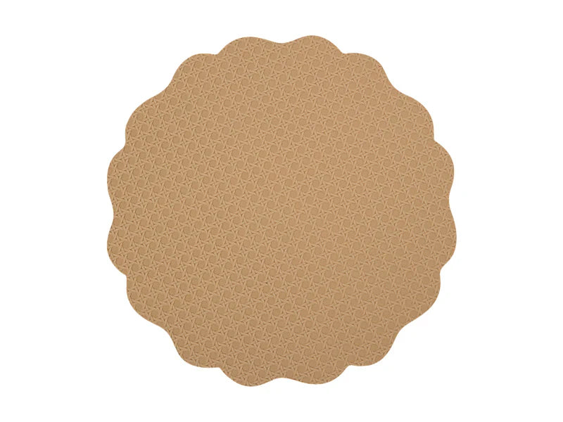 Casa Domani Banda Leather Look Placemat 38cm - Cream/Taupe