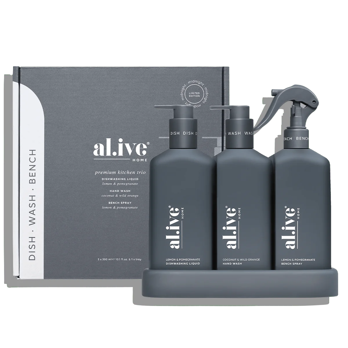al.ive Kitchen Trio 300ml - Lemon & Pomegranate + Coconut & Wild Orange (Made in Australia)