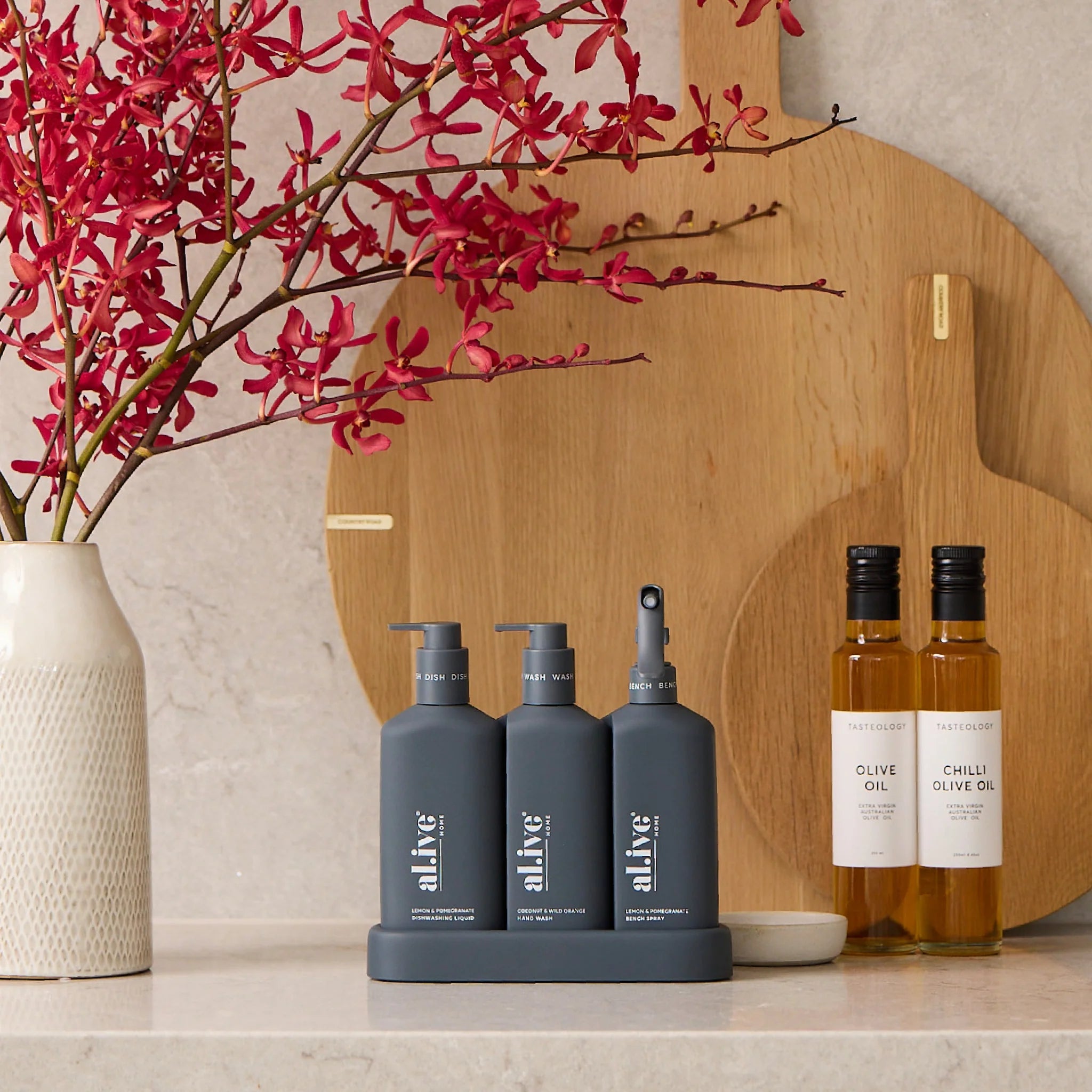 al.ive Kitchen Trio 300ml - Lemon & Pomegranate + Coconut & Wild Orange (Made in Australia)