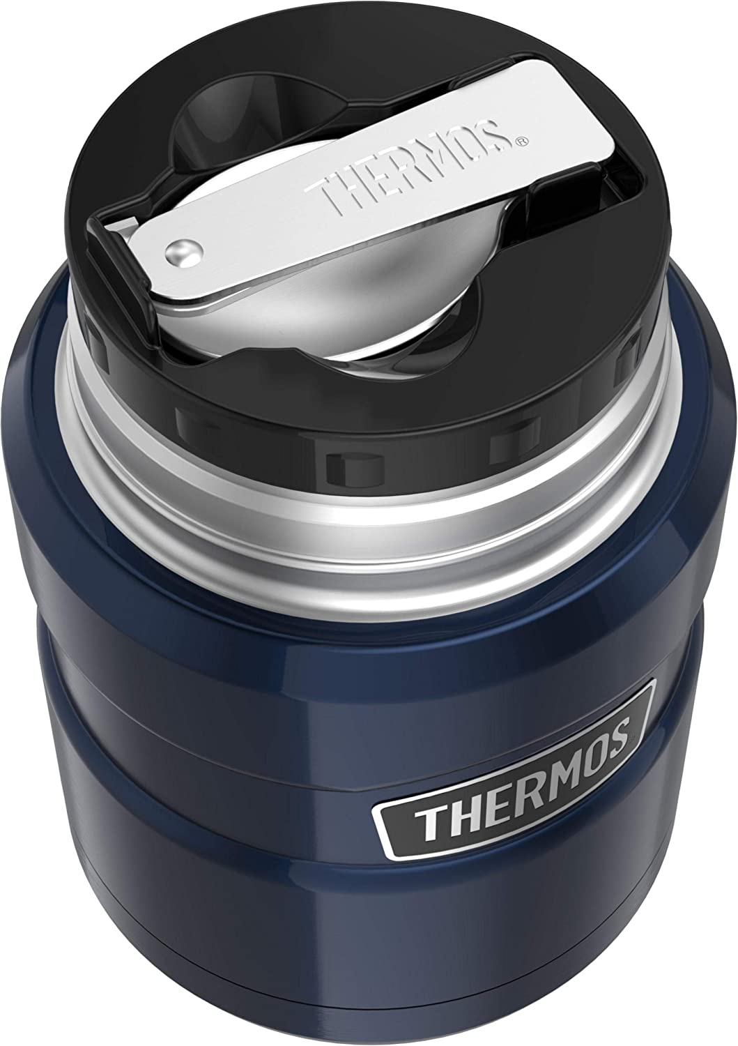 Thermos 470ml Stainless King Vacuum Food Flask/Jar with Spoon - Midnight Blue