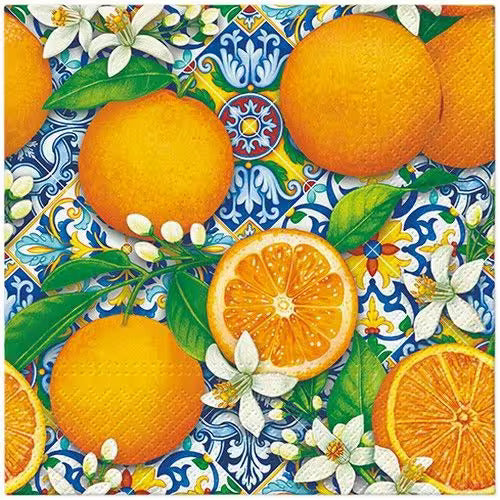 Paw Lunch Napkins "Orange Bloom" Pack of 20 - 33x33cm
