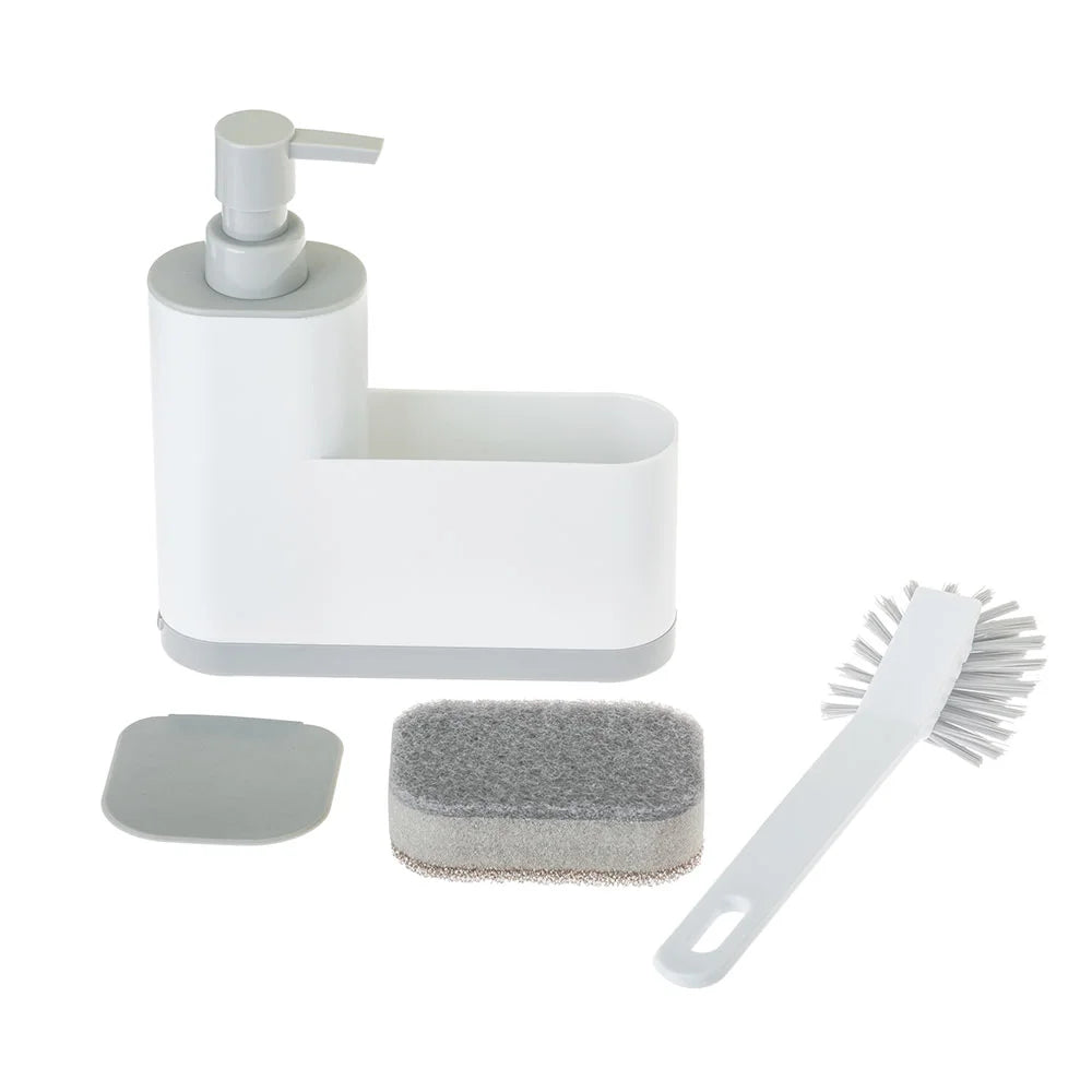 Vigar RengØ White Monobloc 3pc Sink Caddy Set Plus Dispenser