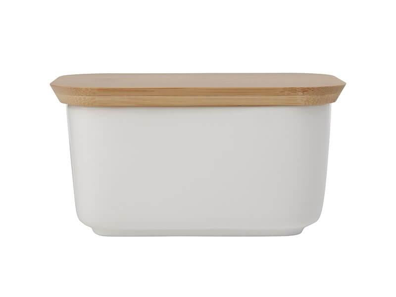 Maxwell & Williams White Basics Butter Dish Bamboo Lid 16x11x9cm