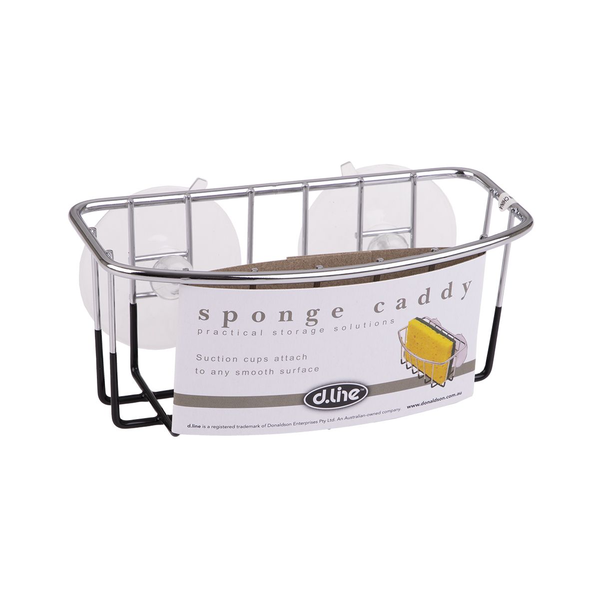 Sponge Caddy Chrome With Suction Cups - Black - D.LIne