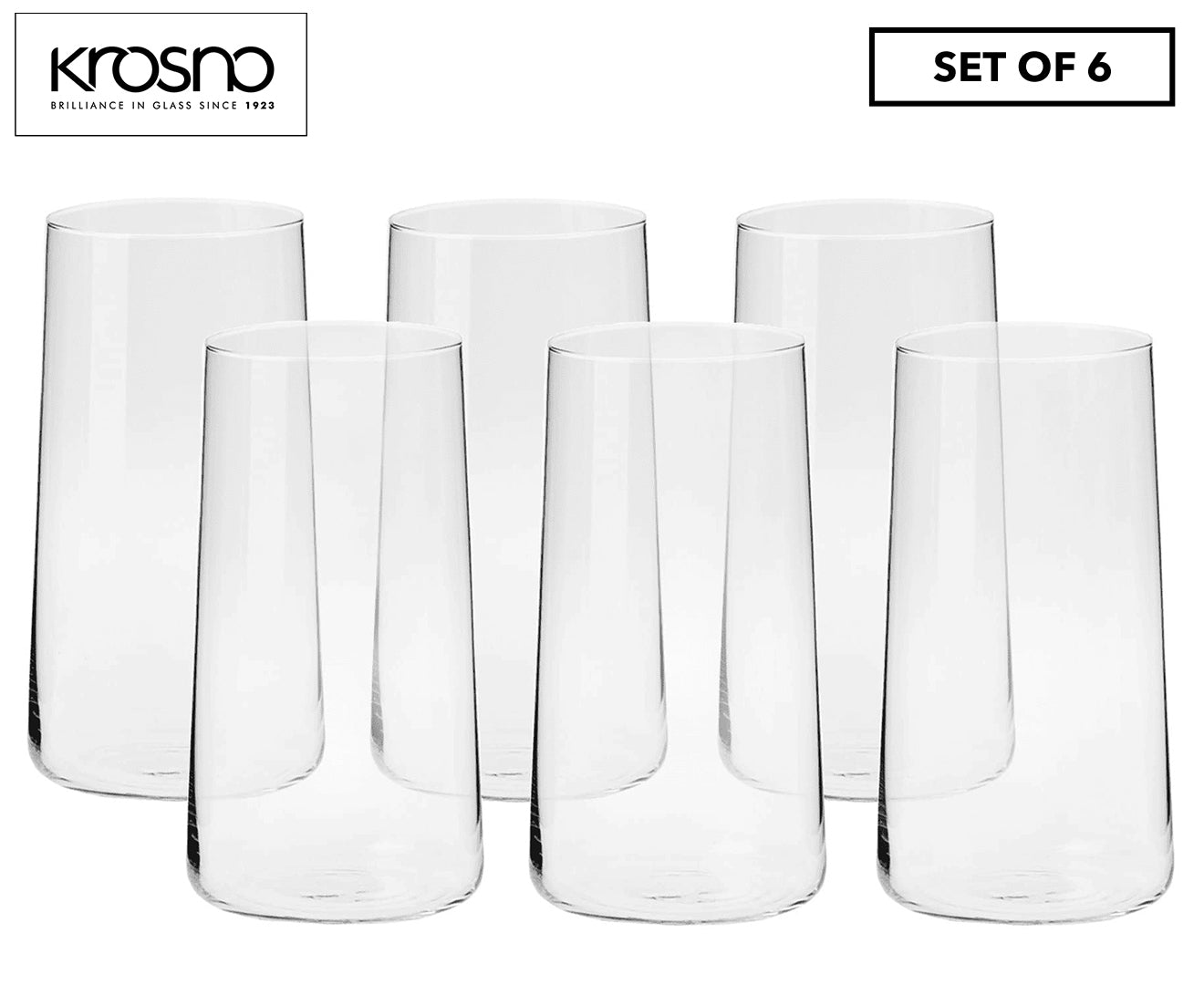Krosno Avant-Garde Highball Glasses 550ml 6pc (Made in Poland)