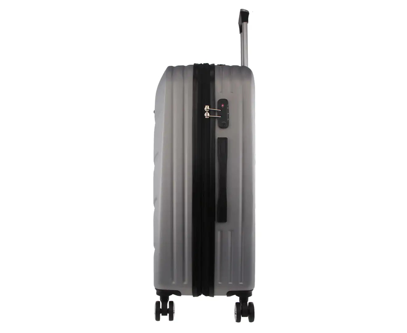 Pierre Cardin Hard Shell 4 Wheel Suitcase - Medium - Silver - Expandable - Lightweight