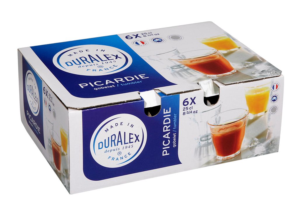Duralex Picardie Clear Tumblers - Flared - 250ml - Set of 6 (Made in France)