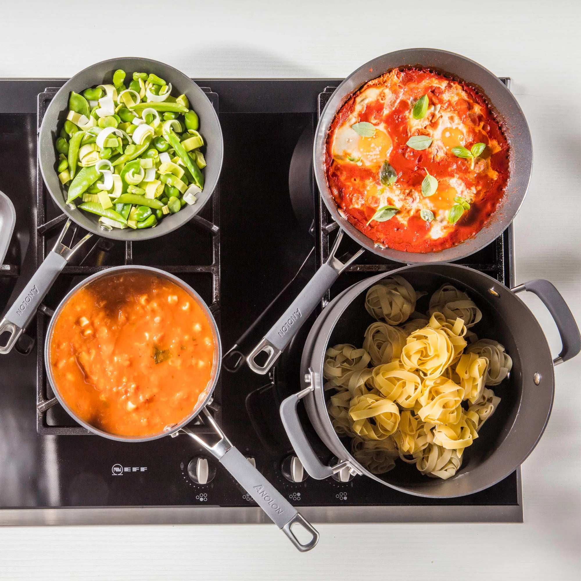 Anolon Endurance+ Nonstick Induction 20/26cm Open French Skillet Twin Pack