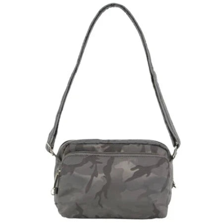 Pierre Cardin Anti - Theft Cross Body Bag Grey Camo - 23x9x26cm