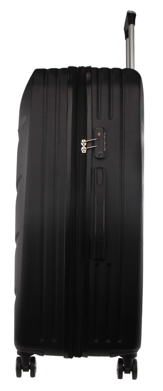 Pierre Cardin Hard Shell 4 Wheel Suitcase - Medium - Black - Expandable - Lightweight